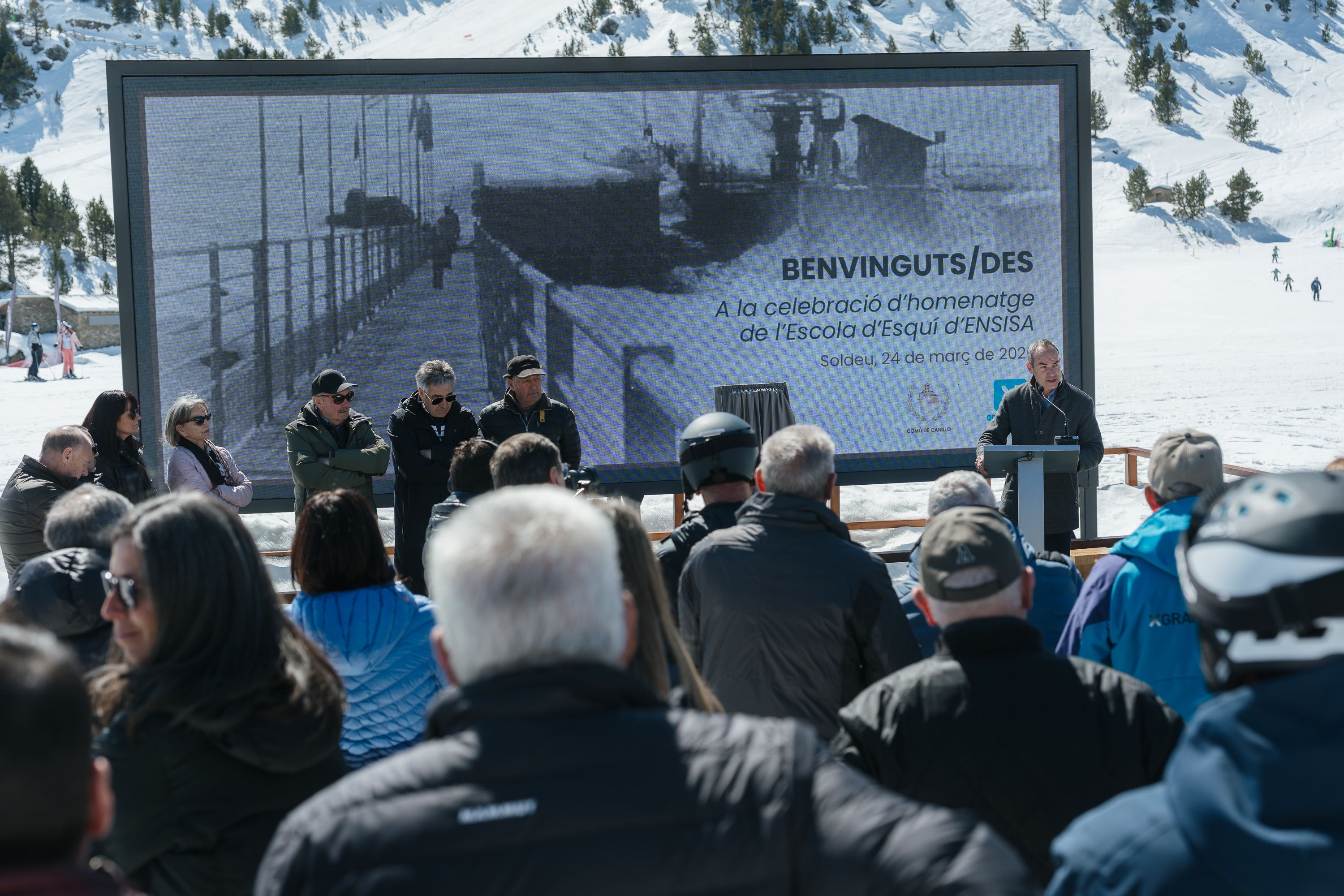 Homenatge als fundadors de l'escola esquí de Soldeu.