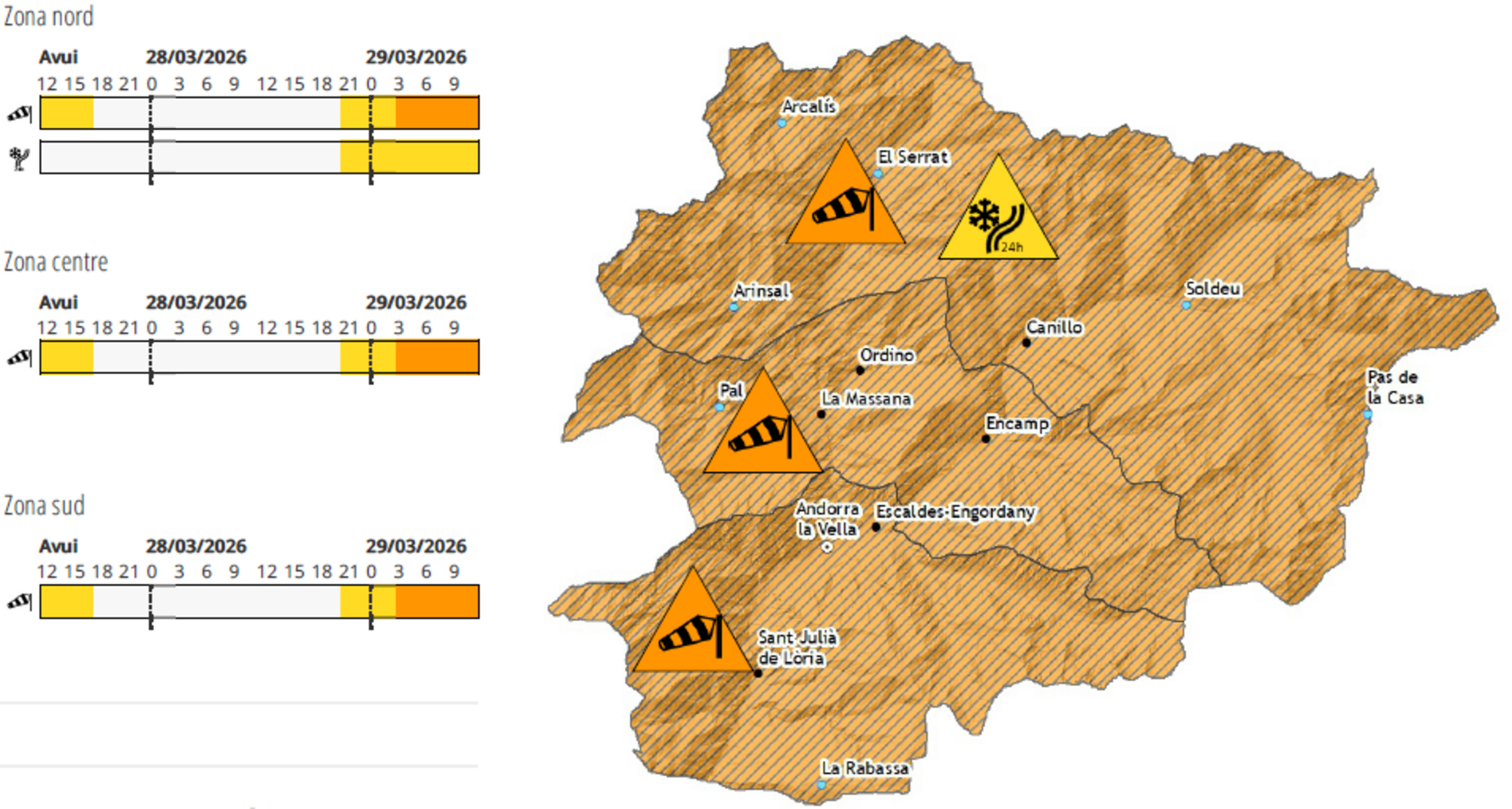 El mapa de l'avís taronja. El mapa de l'avís taronja.