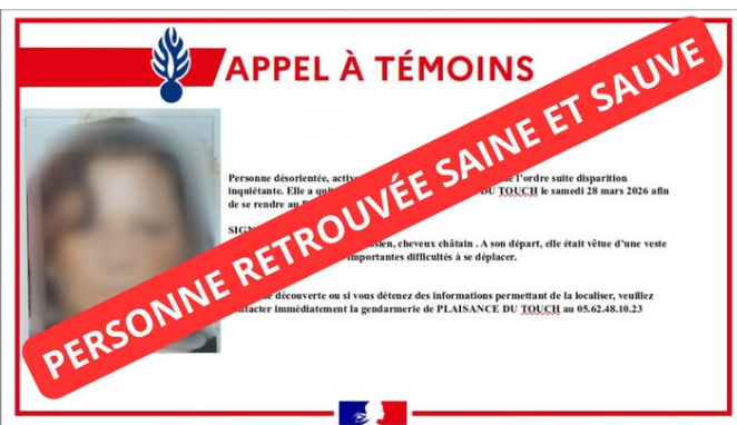 Les autoritats franceses han confirmat que la dona ha estat localitzada sana i estàlvia.