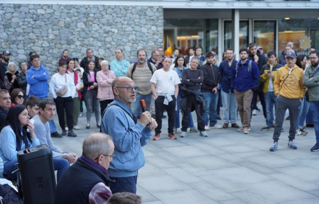 Secretari general Unió Sindical Andorra, Gabriel Ubach, durant la concentració.