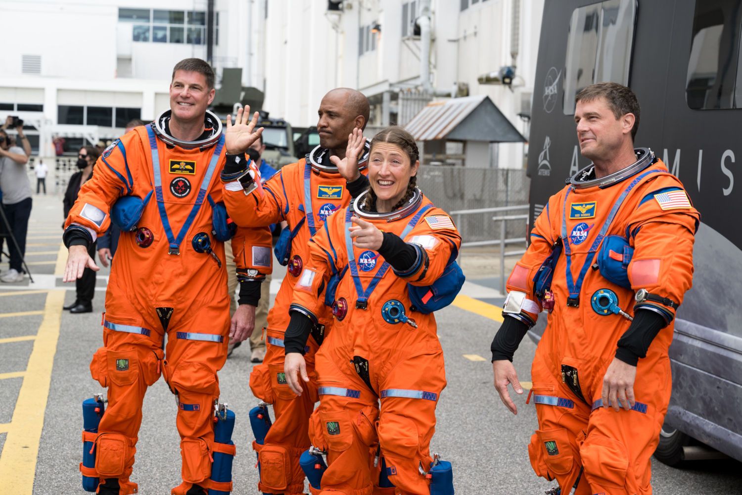 La tripulació de l'Artemis II d'esquerra a dreta Jeremy Hansen, Víctor Glover, Christina Koch i Reid Wiseman - Crèdit: NASA La portaveu del Sindicat, Rebeca Bonache.