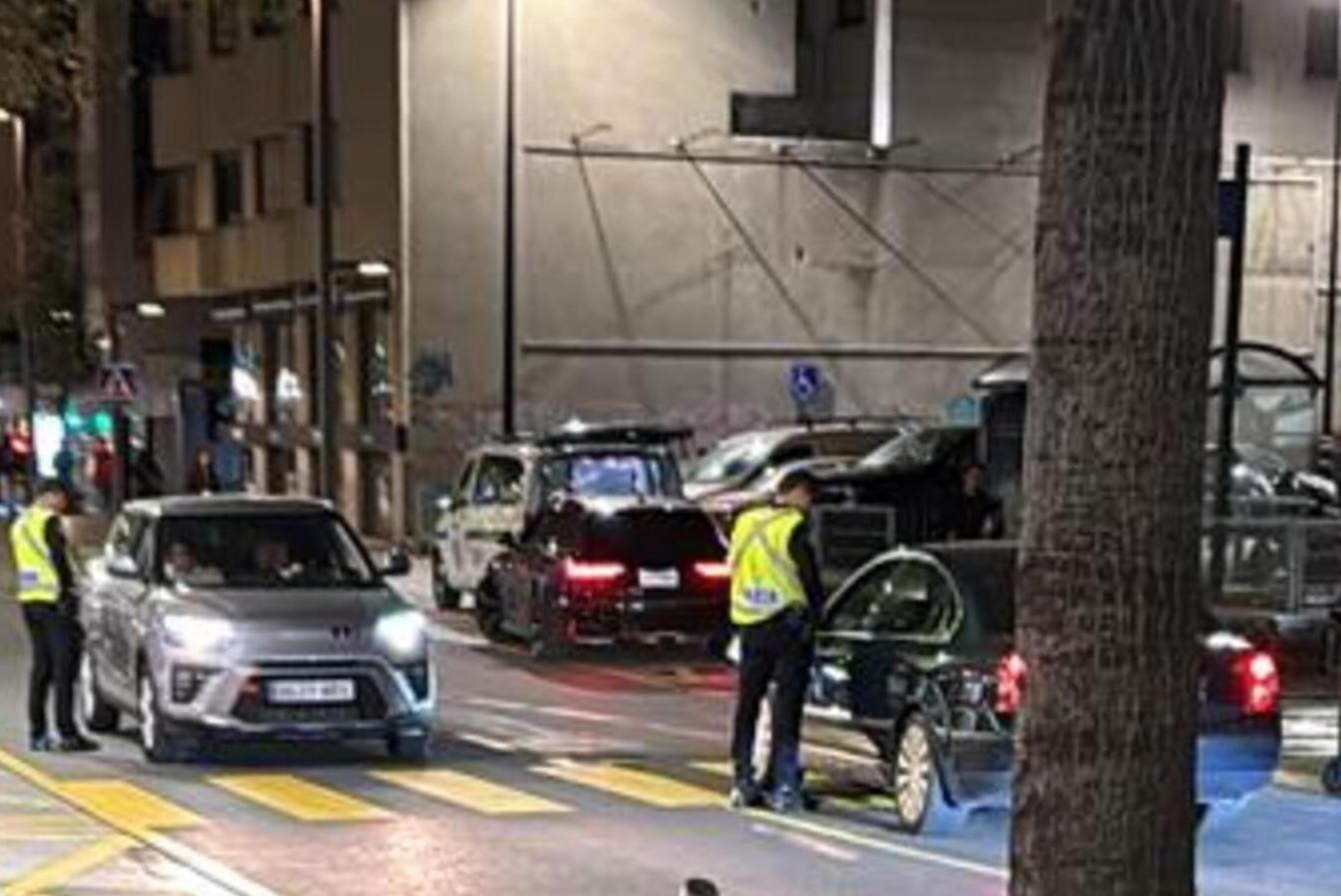 Un control policial aquesta nit passada a Andorra la Vella.