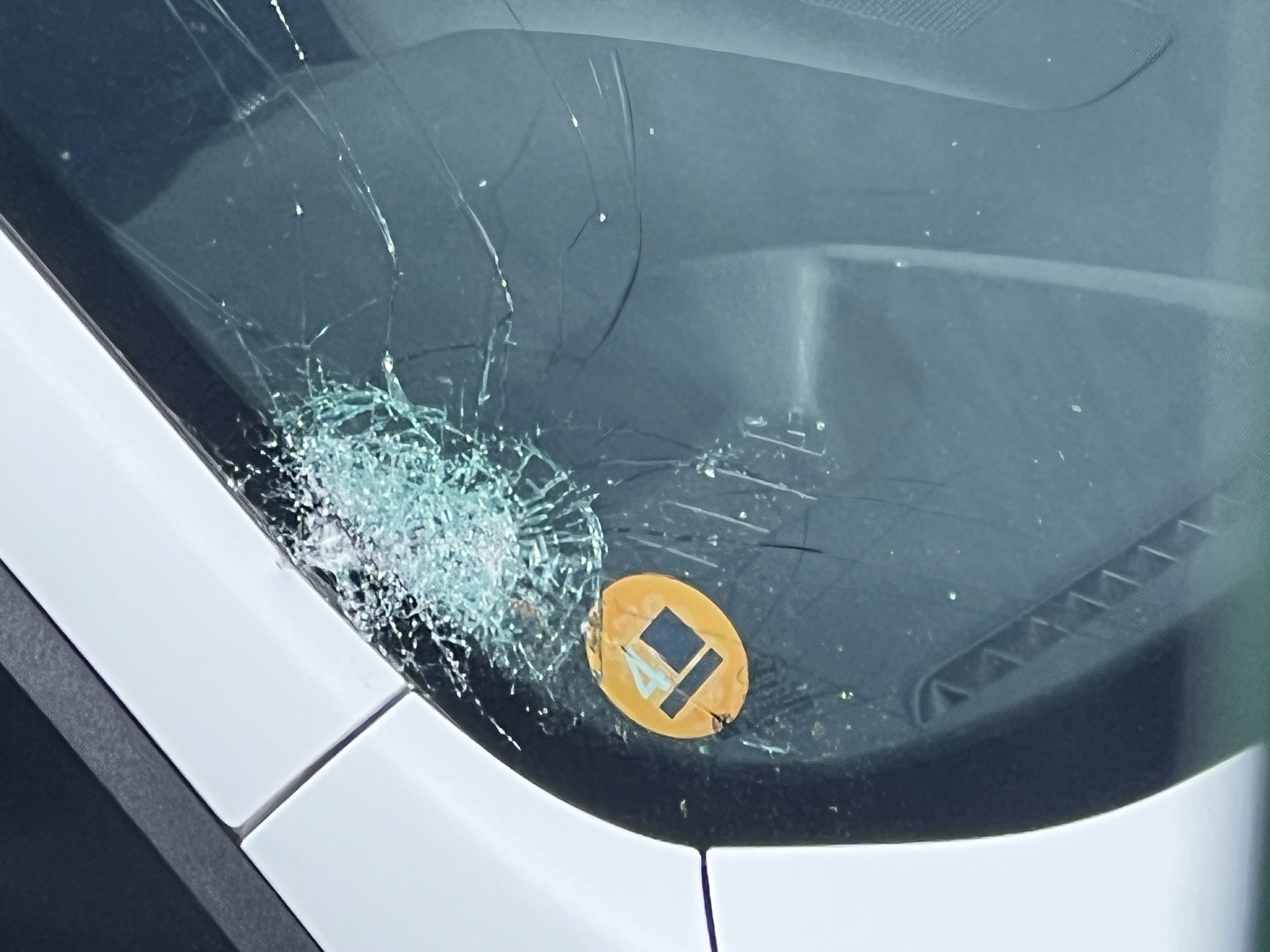 Un dels parabrises malmesos. Un dels parabrises malmesos.