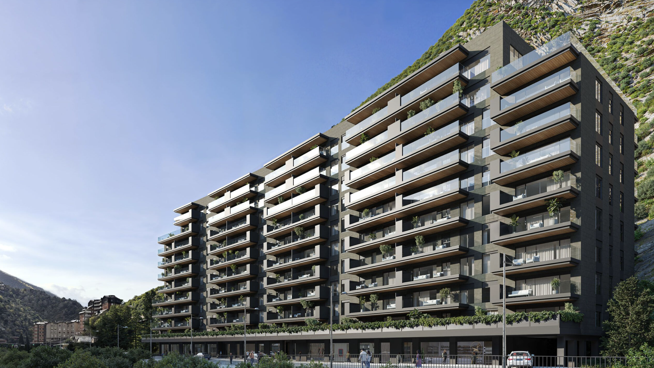 Una vista general del complex residencial.