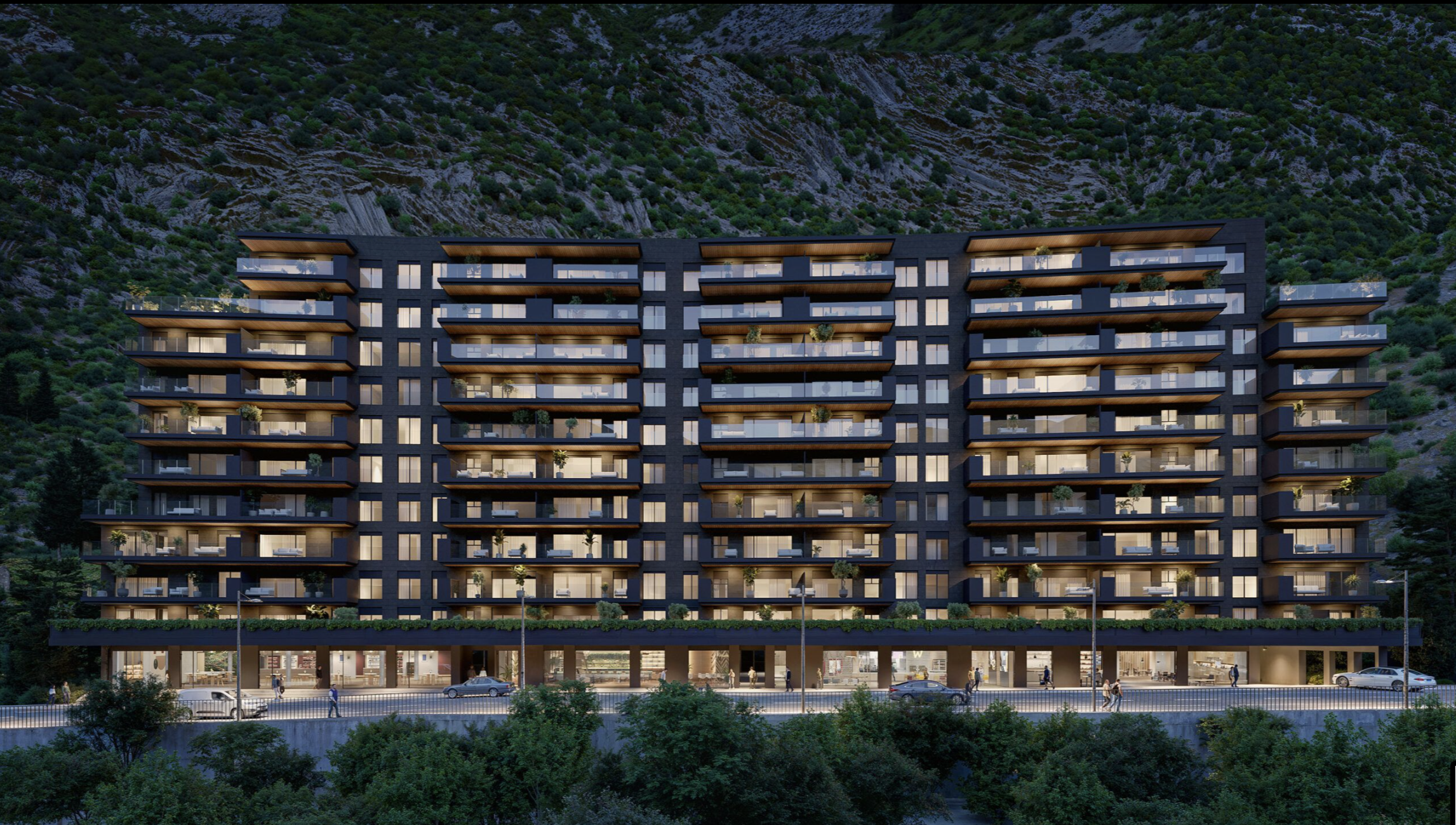 Una vista general del complex residencial.