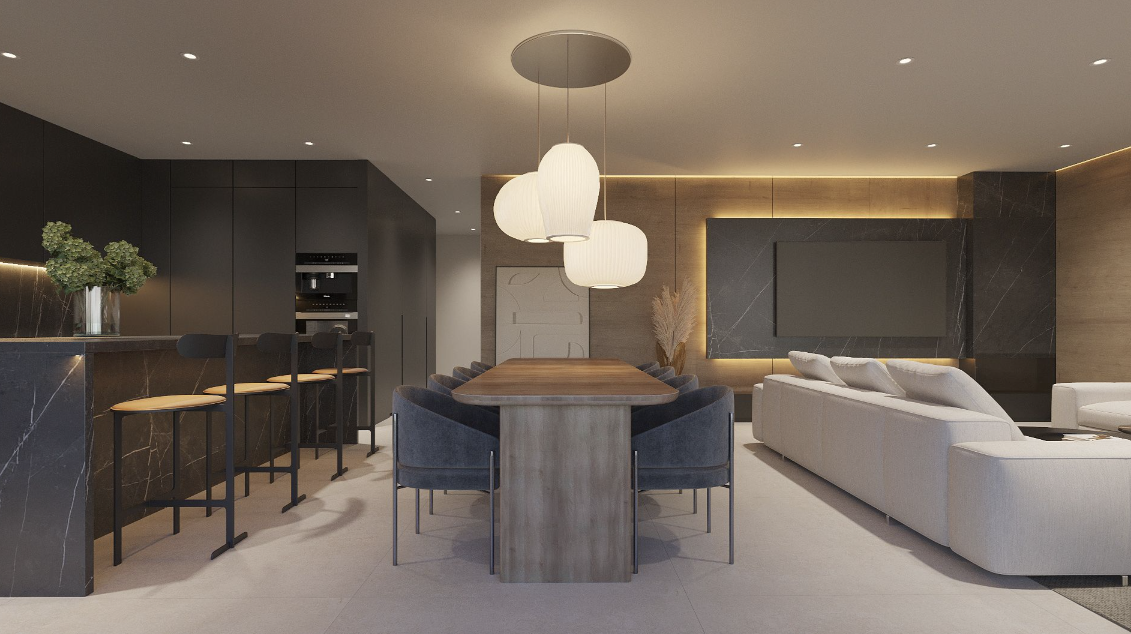 Una de les estances d'un dels futurs habitatges del complex.