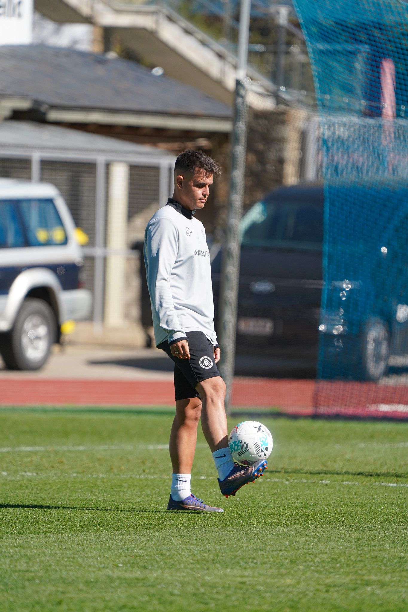 Carles Manso, en un entrenament recent a l'estadi Comunal. 