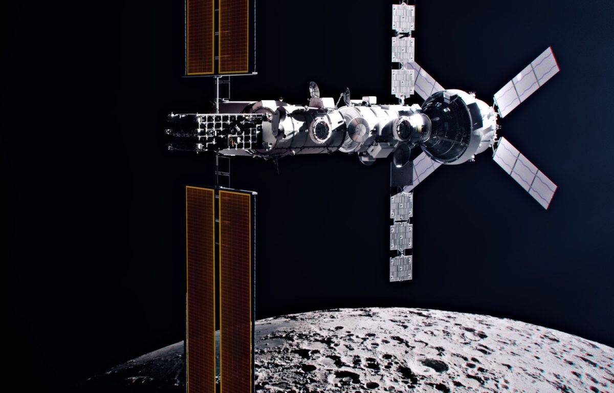 Una simulació de com hauria sigut l'estació Gateway al voltant de la Lluna - Crèdit: NASA