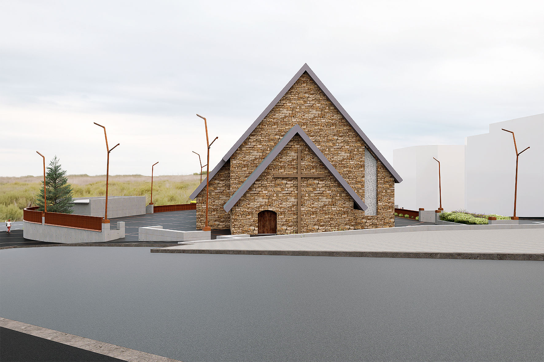 Render de la remodelació plaça església del Pas de la Casa.