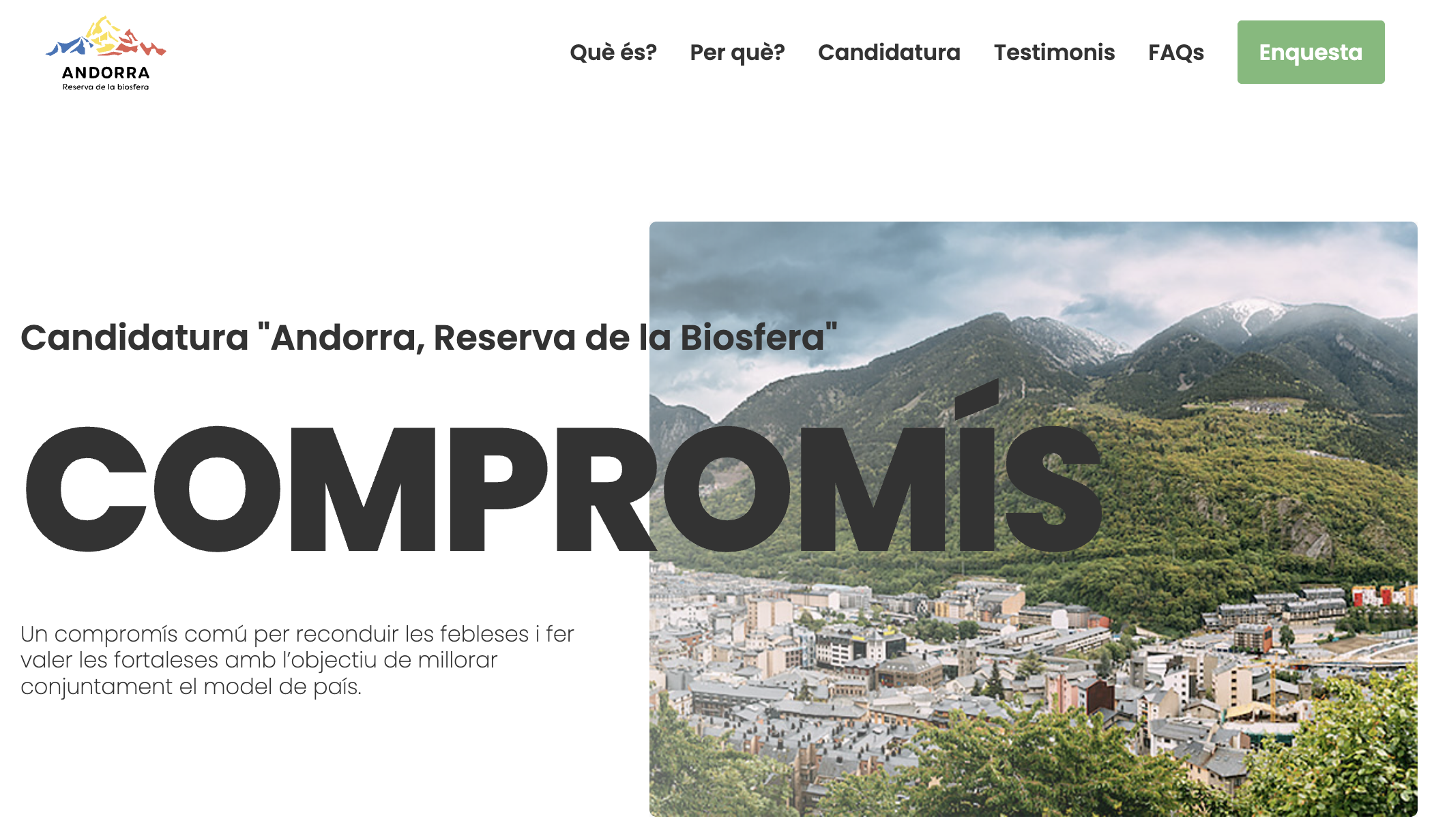 Imatge de la web sobre la candidatura nacional a Reserva de la Biosfera.