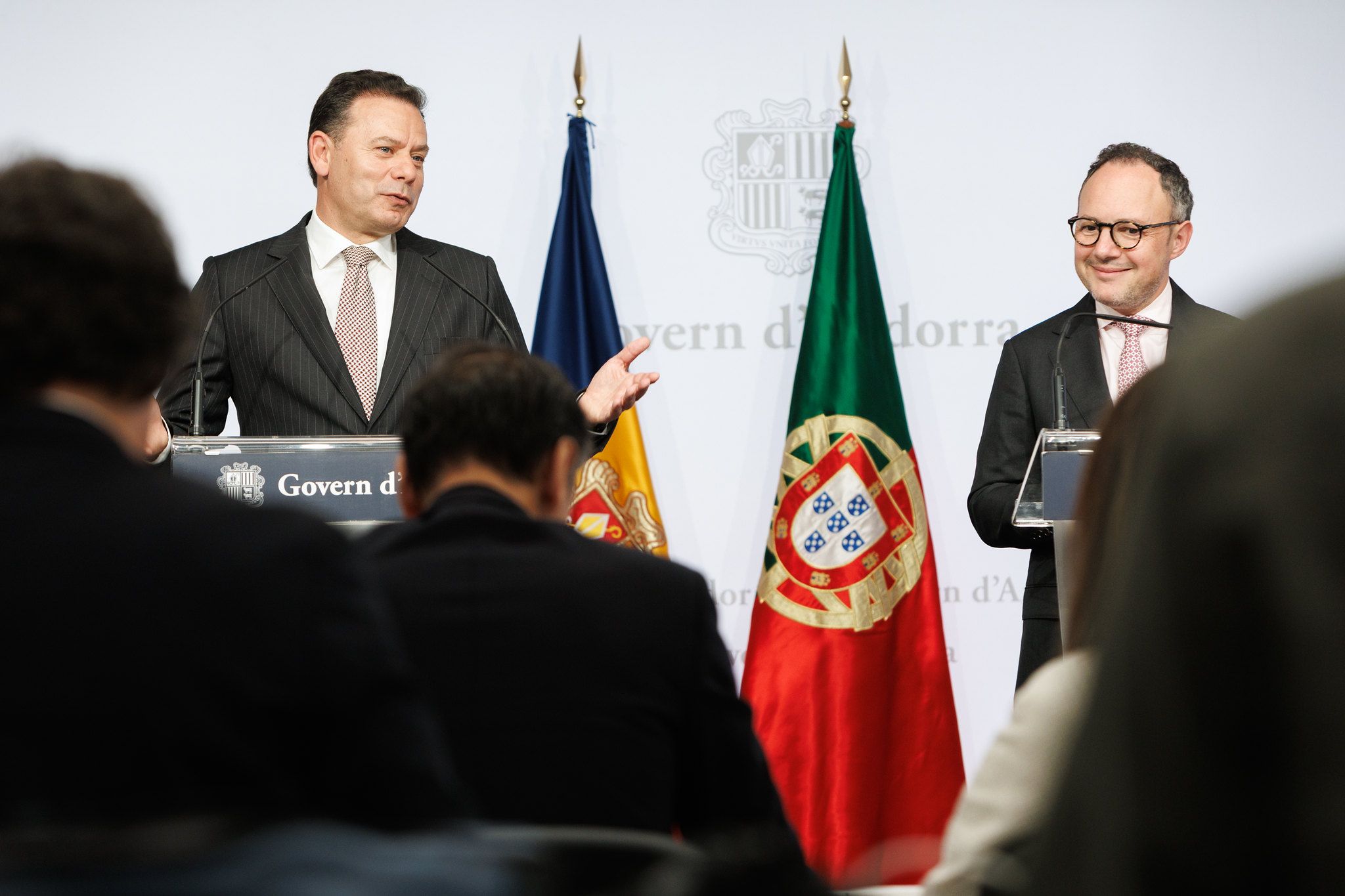 Montenegro i Espot durant la roda de premsa posterior a la reunió. Montenegro i Espot durant la roda de premsa posterior a la reunió.