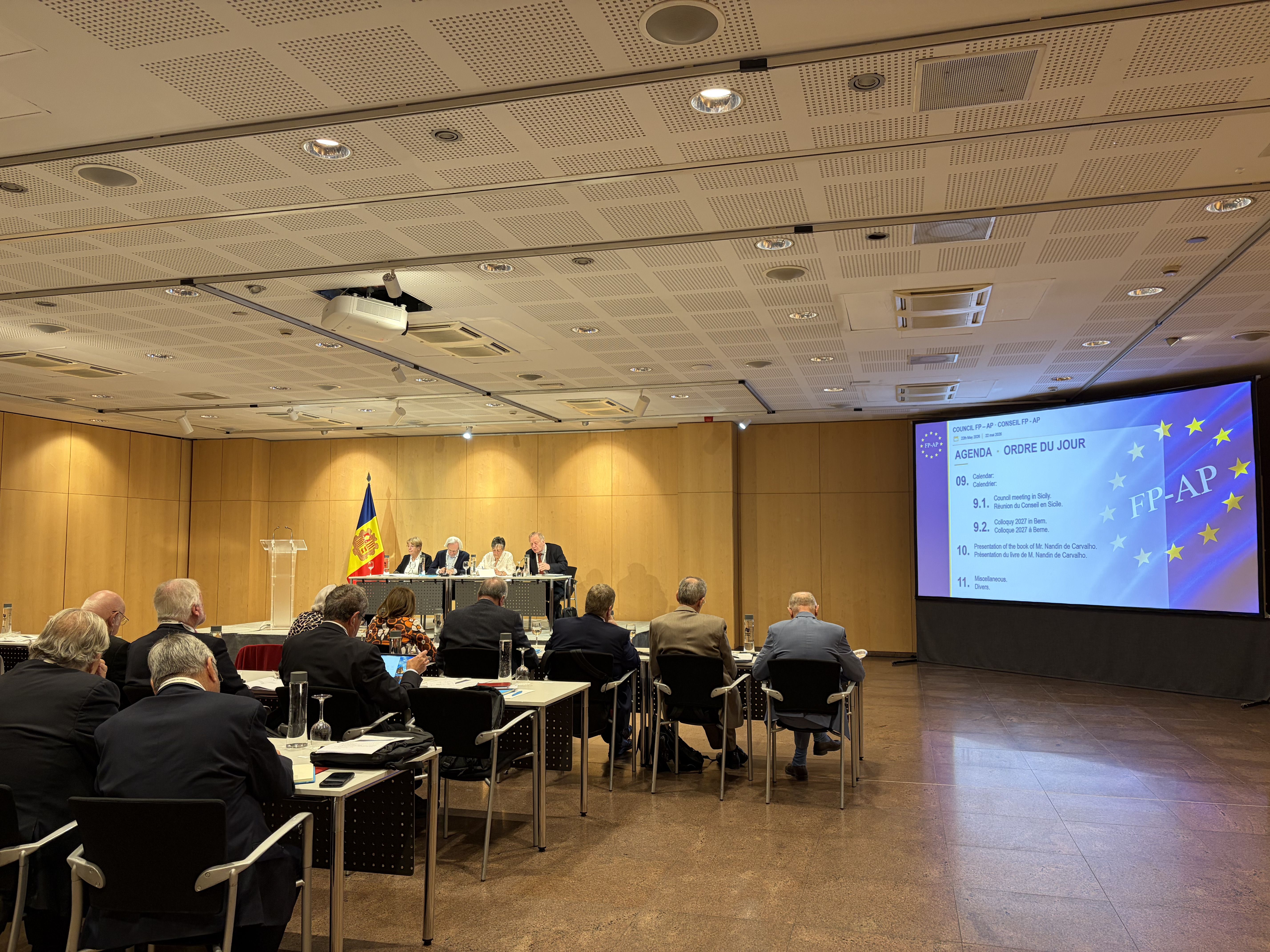 Una imatge del seminari de l’Associació Europea d’exparlamentaris de països del Consell d’Europa (FP-AP). Una imatge del seminari de l’Associació Europea d’exparlamentaris de països del Consell d’Europa (FP-AP).
