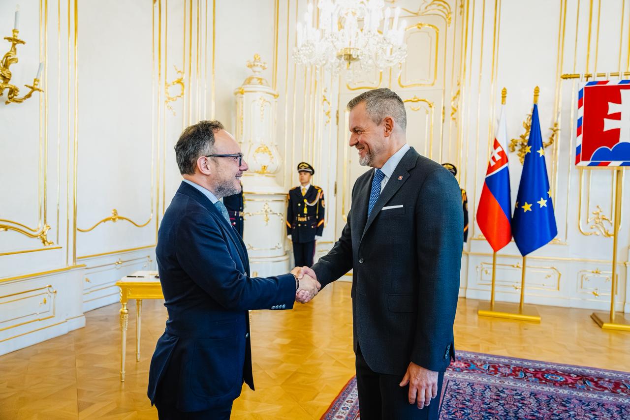 Xavier Espot amb el president d'Eslovàquia, Peter Pellegrini.