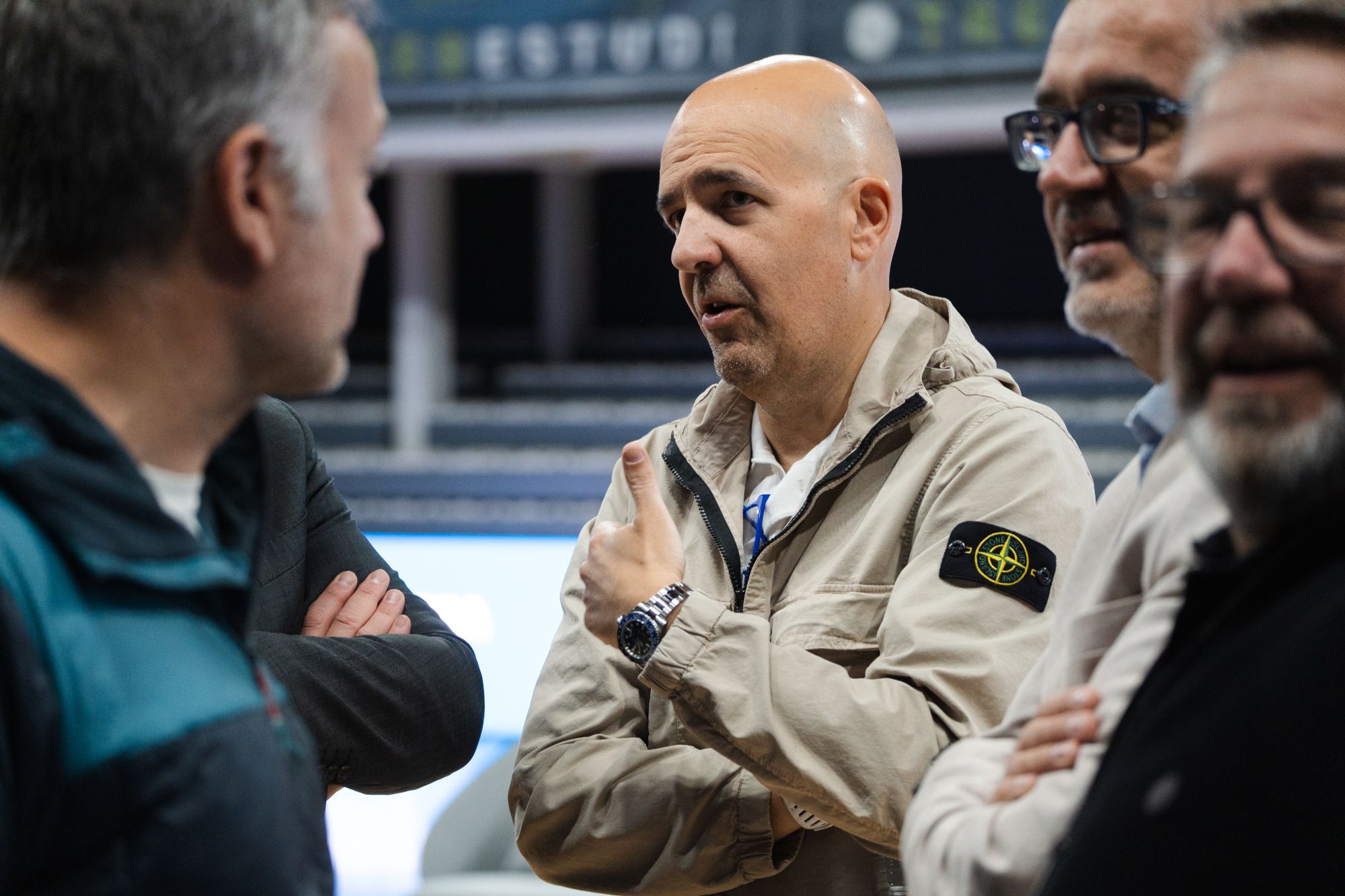 El president del MoraBanc Andorra, Gorka Aixàs, al pavelló Toni Martí. 