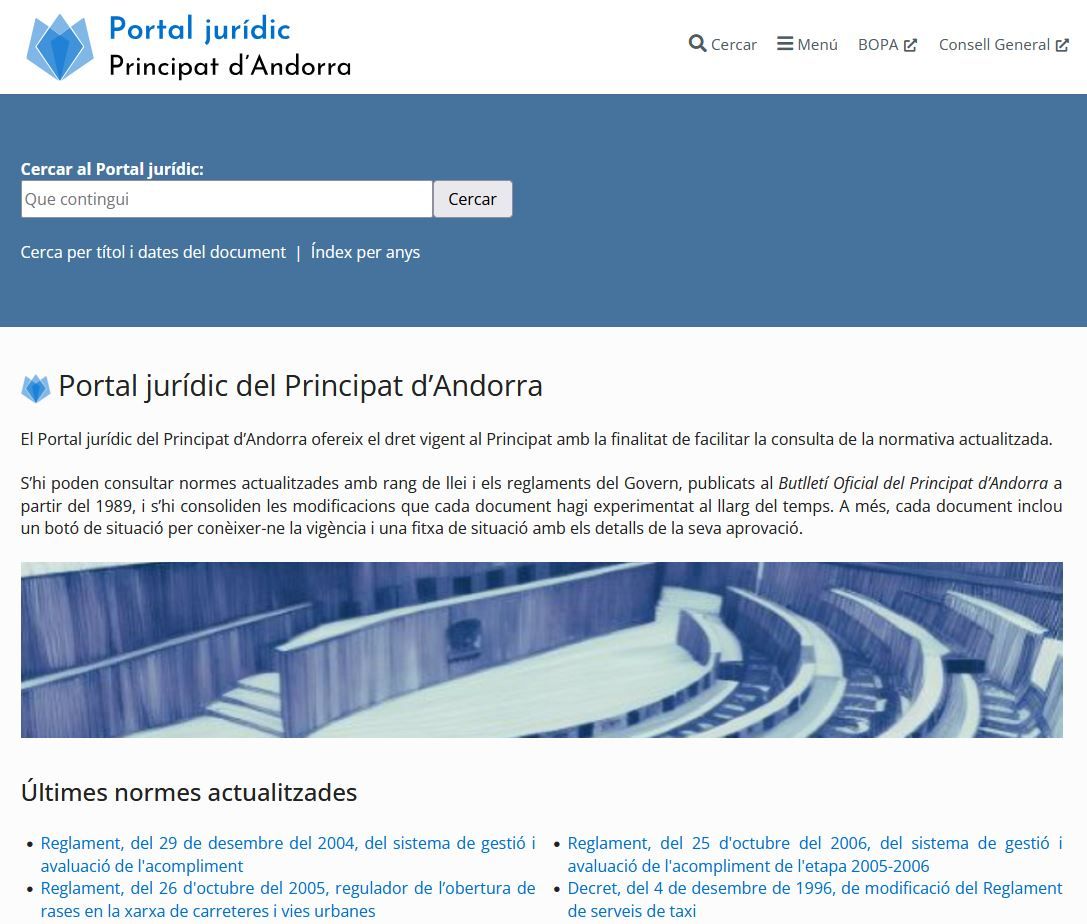 Captura del portal jurídic.