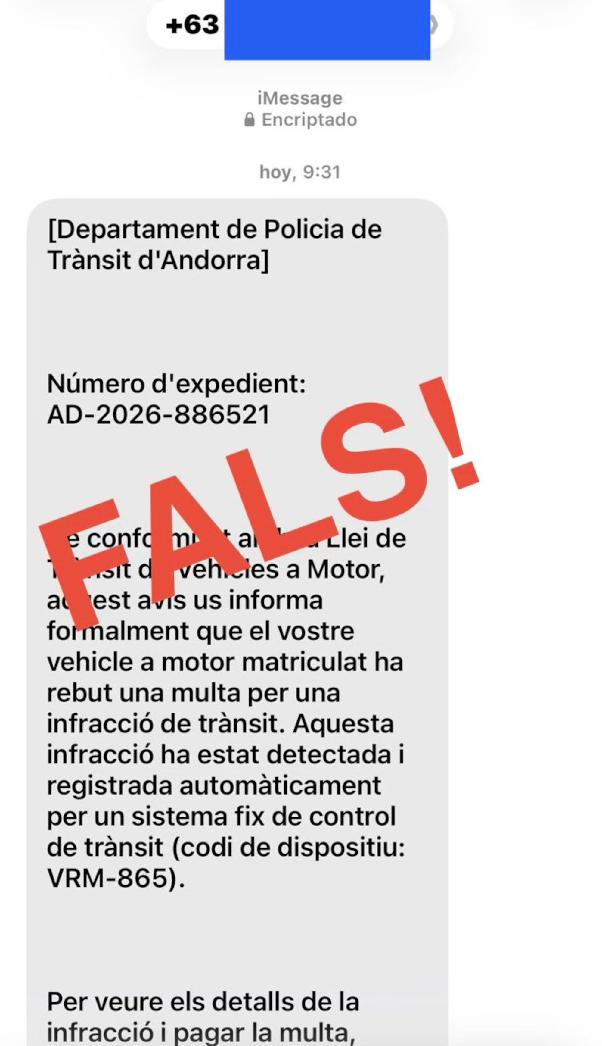 El missatge en qüestió que la policia està alertant a xarxes. 