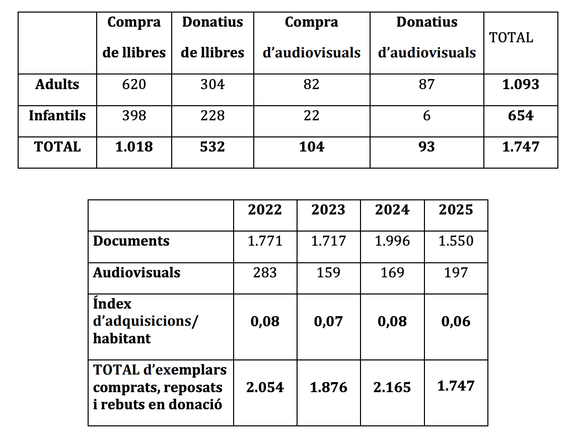 Gràfic de gestió del fons documental durant el 2025. La portaveu del Sindicat, Rebeca Bonache.