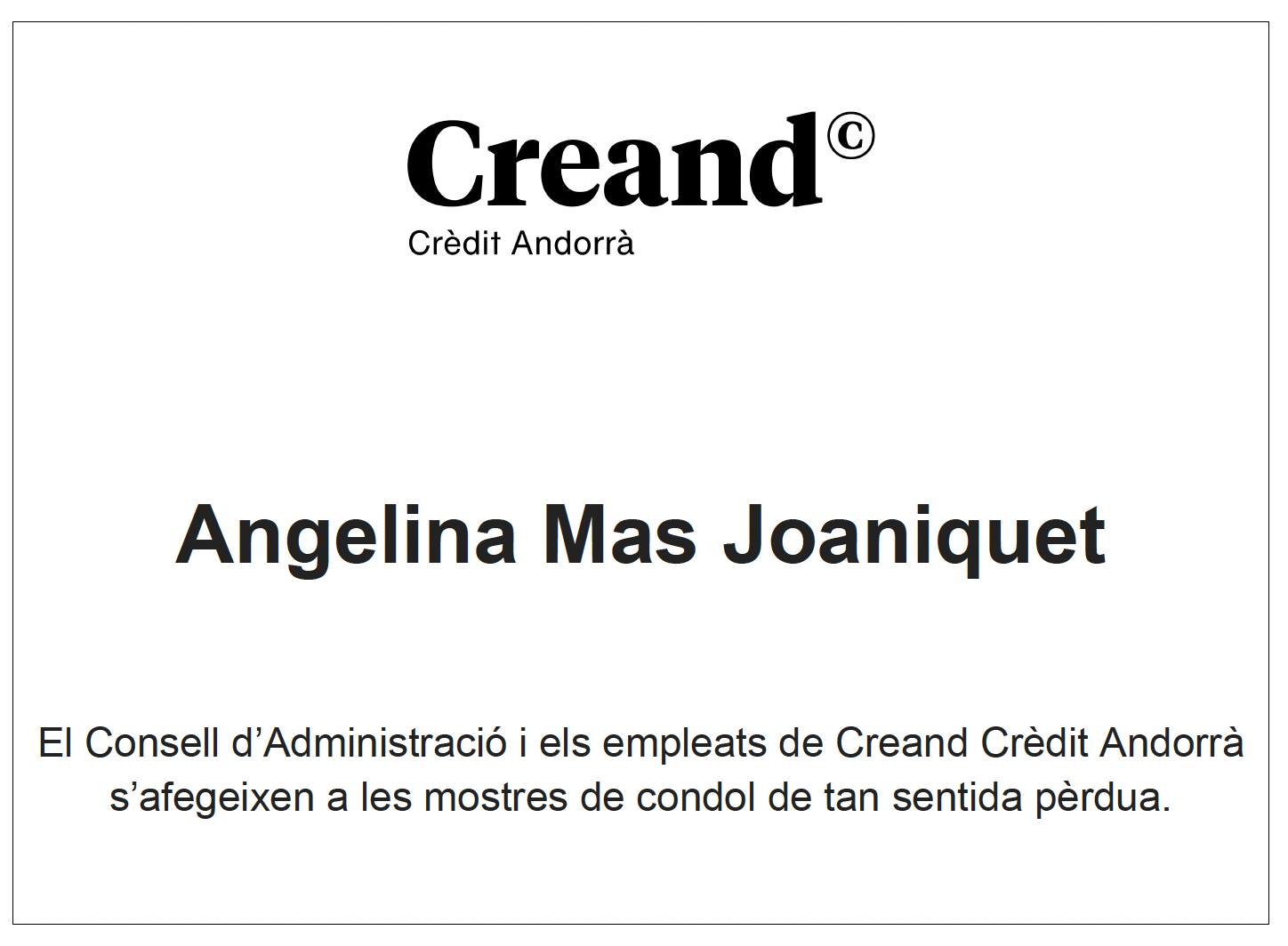 Esquela Creand Angelina Mas