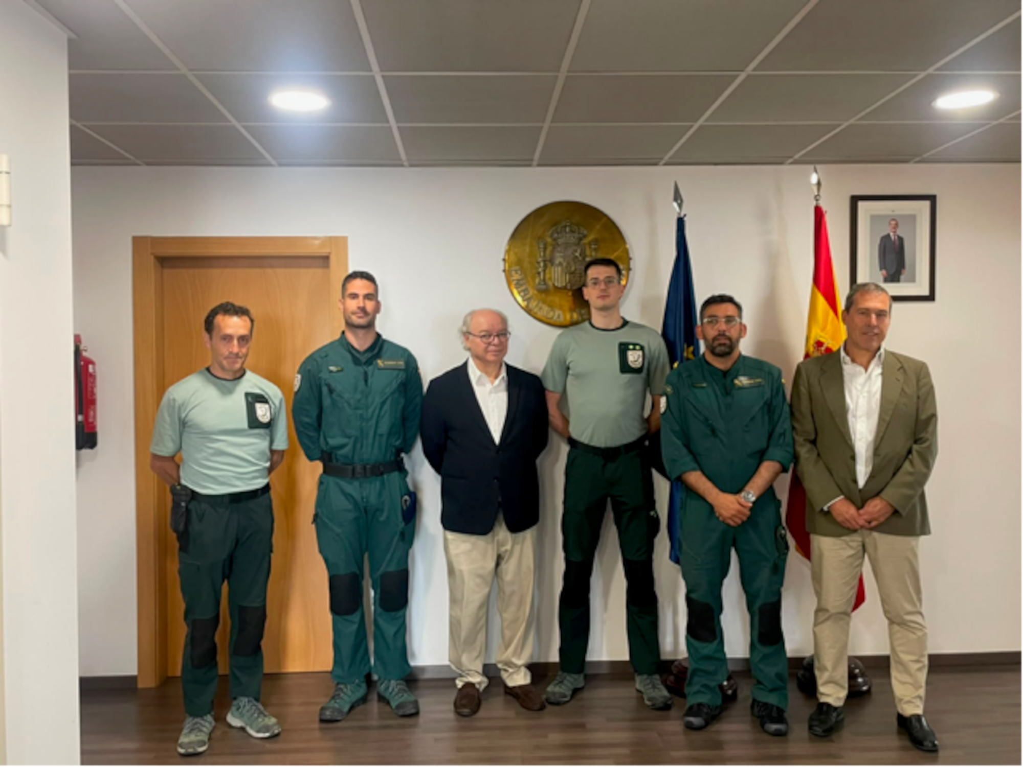 Els efectius de la Guardia Civil que van participar a la trobada. La portaveu del Sindicat, Rebeca Bonache.