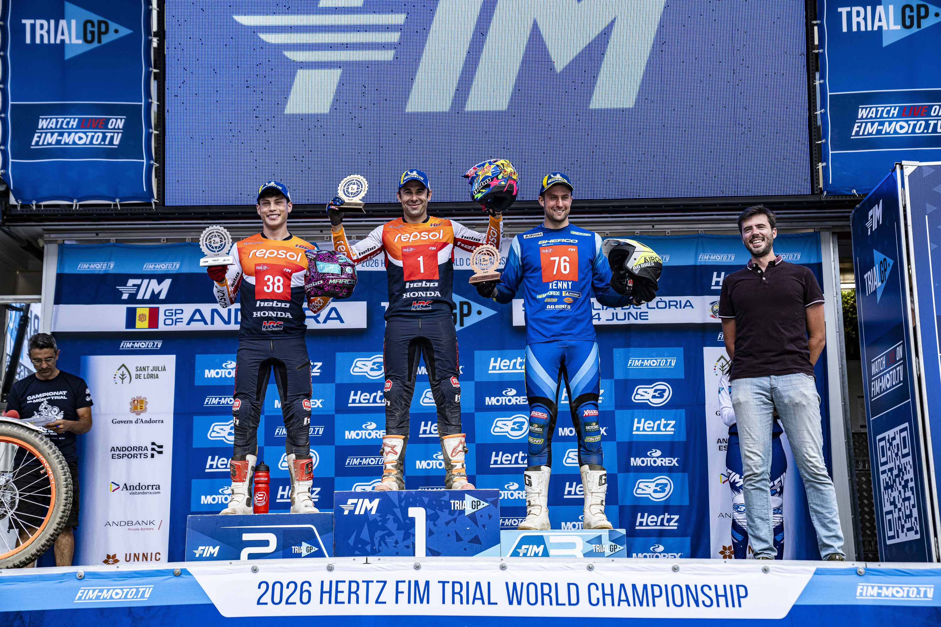 Toni Bou s'ha imposat a Naturland i ha estat acompanyat al podi per Gabriel Marcelli i Jack Peace.