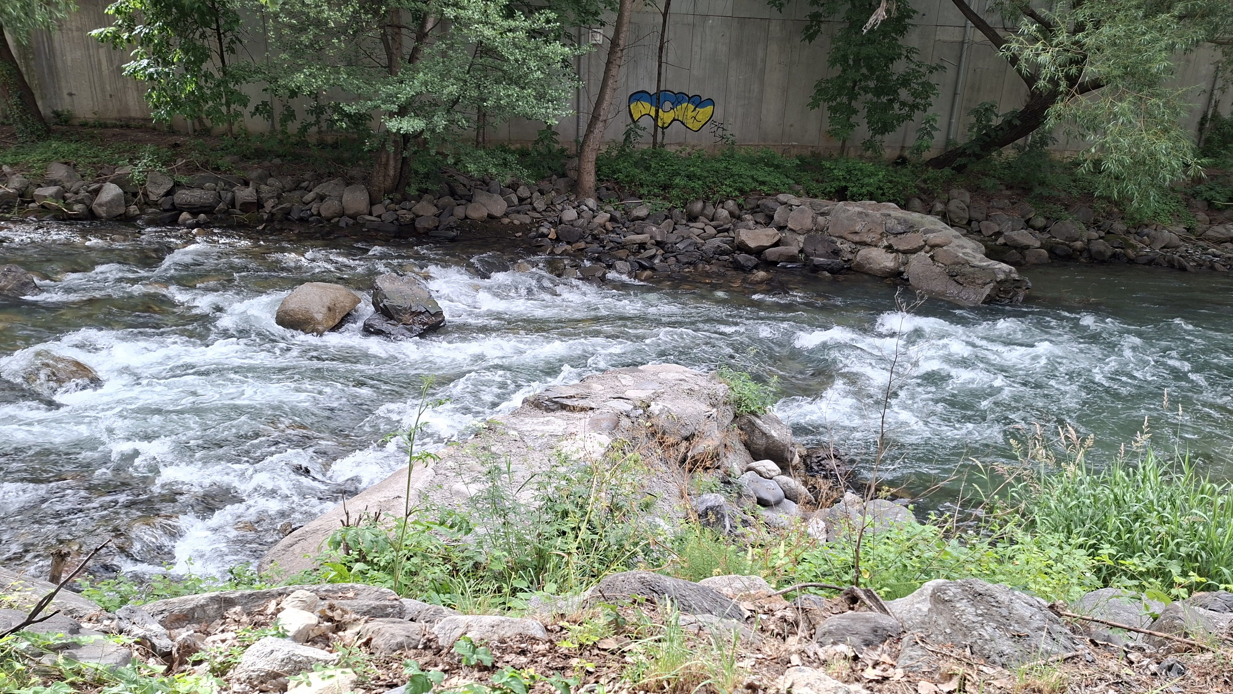 El Valira al seu pas per Sant Julià.