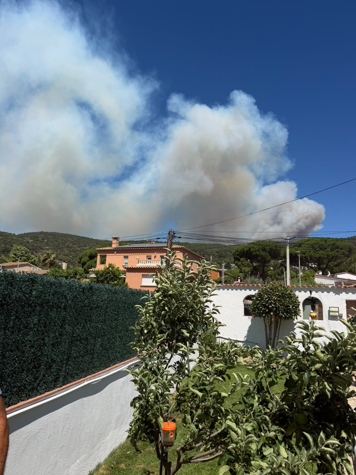 El fum del foc des de Calonge. La portaveu del Sindicat, Rebeca Bonache.