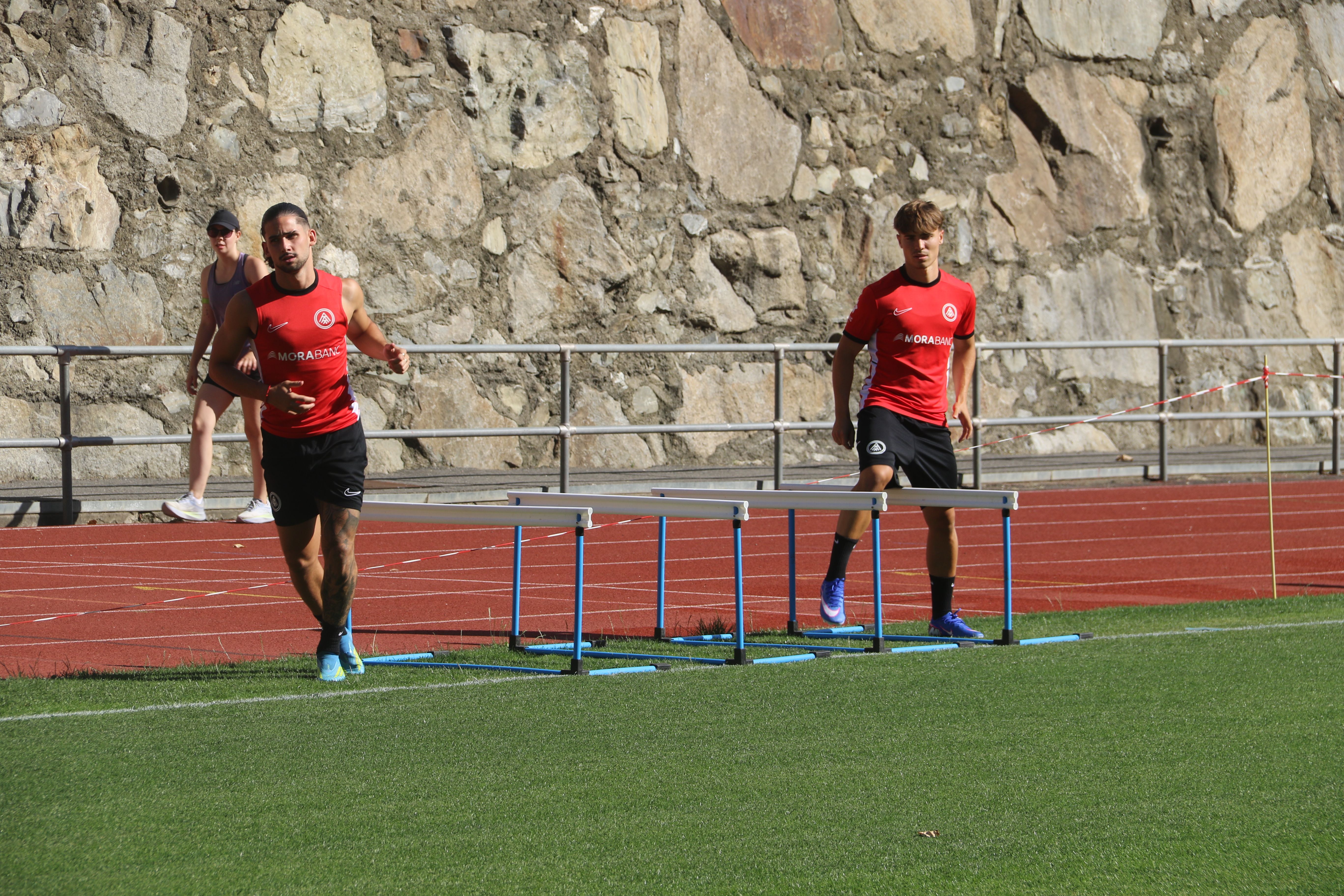 Àlex Calvo i Josep Cerdà durant l'entrenament.