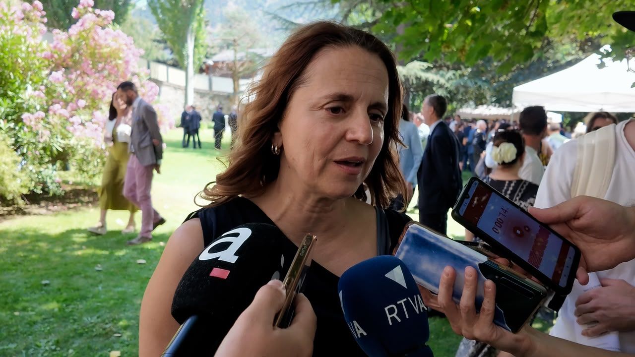 Rosa Gili, atenent a la premsa aquest migdia en el marc del dia nacional de França. Rosa Gili, atenent a la premsa aquest migdia en el marc del dia nacional de França.
