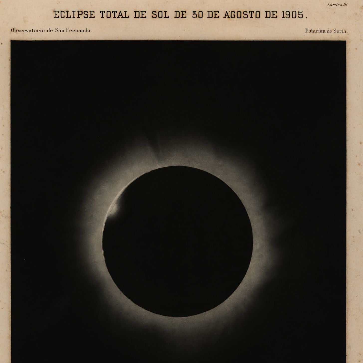 Lámina de l'observatori de Soria representant l'eclipsi total de Sol que s'hi va veure el 30 d'Agost de 1905 La portaveu del Sindicat, Rebeca Bonache.