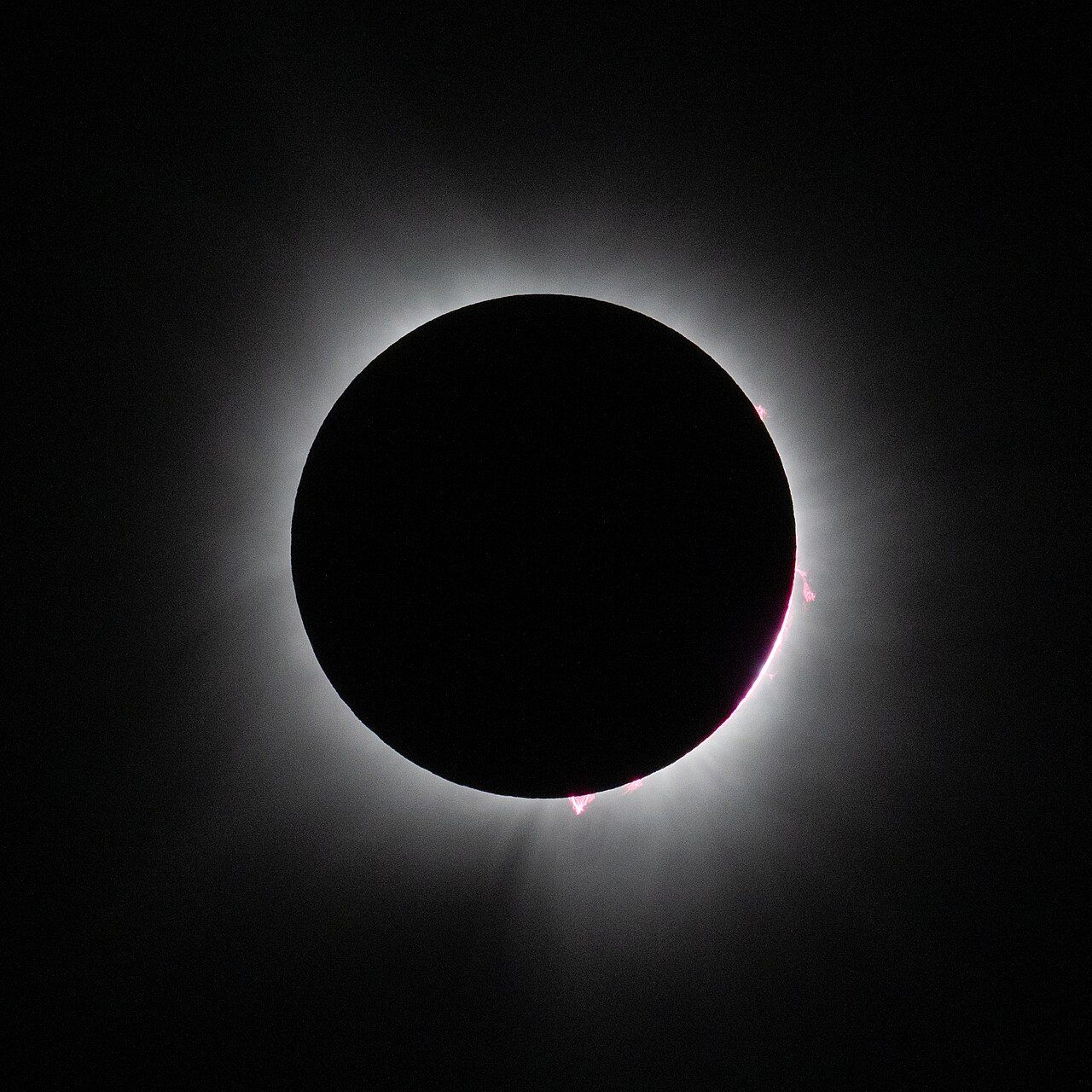 L'eclipsi total de sol vist des de Dallas, TX, el 8 d'abril de 2024. S'observa la corona solar així com alguna protuberancia de la fotosfera solar - Crèdit: NASA Headquarters / NASA/Keegan Barber La portaveu del Sindicat, Rebeca Bonache.