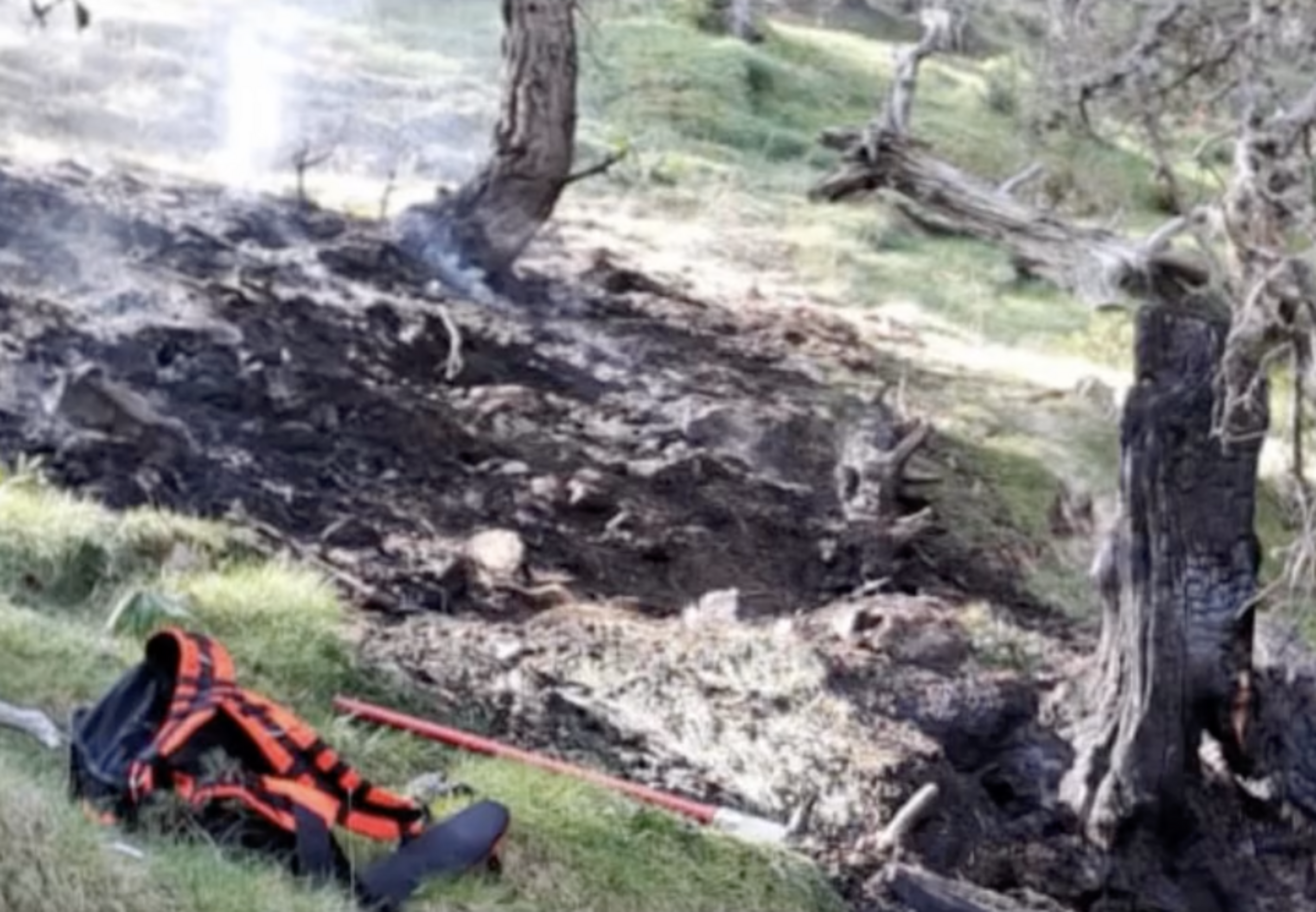 Zona cremada per l'incendi entre el refugi de Collet Martí i el coll de la Gallina. // Bombers Zona cremada per l'incendi entre el refugi de Collet Martí i el coll de la Gallina. // Bombers