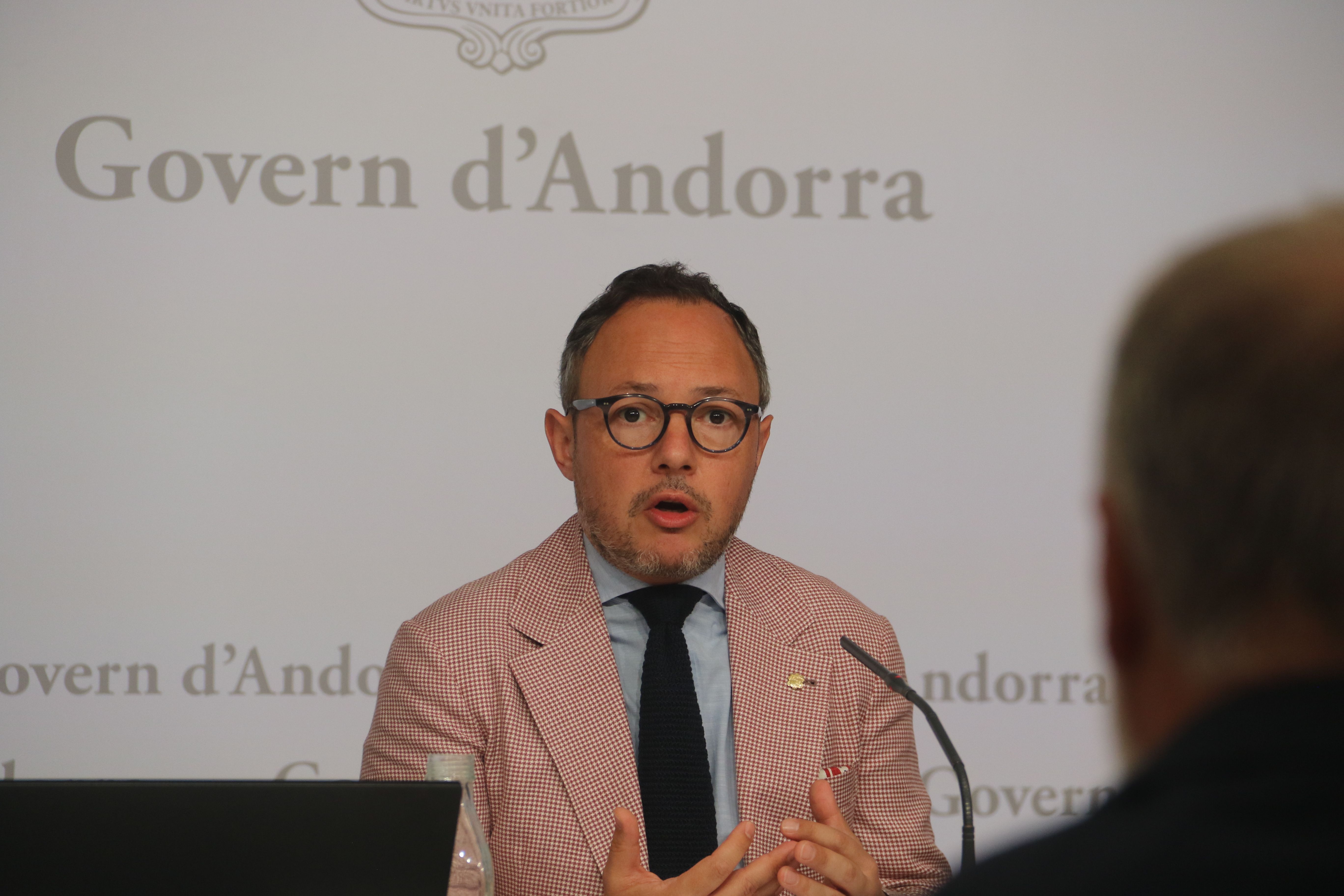 Xavier Espot durant la compareixença d'aquesta tarda. Xavier Espot durant la compareixença d'aquesta tarda.