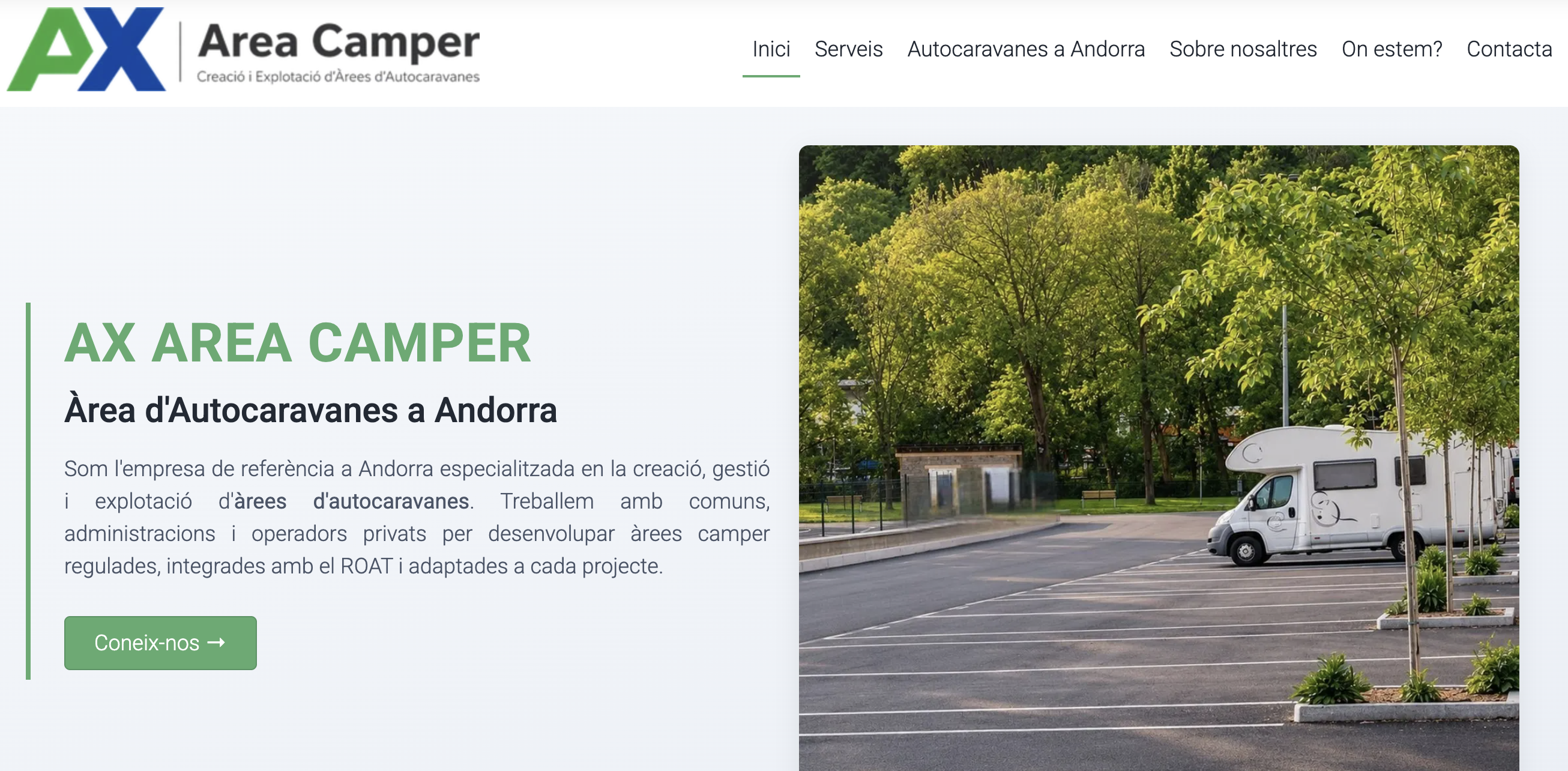 Imatge de la web d'AX Area Camper. Imatge de la web d'AX Area Camper.