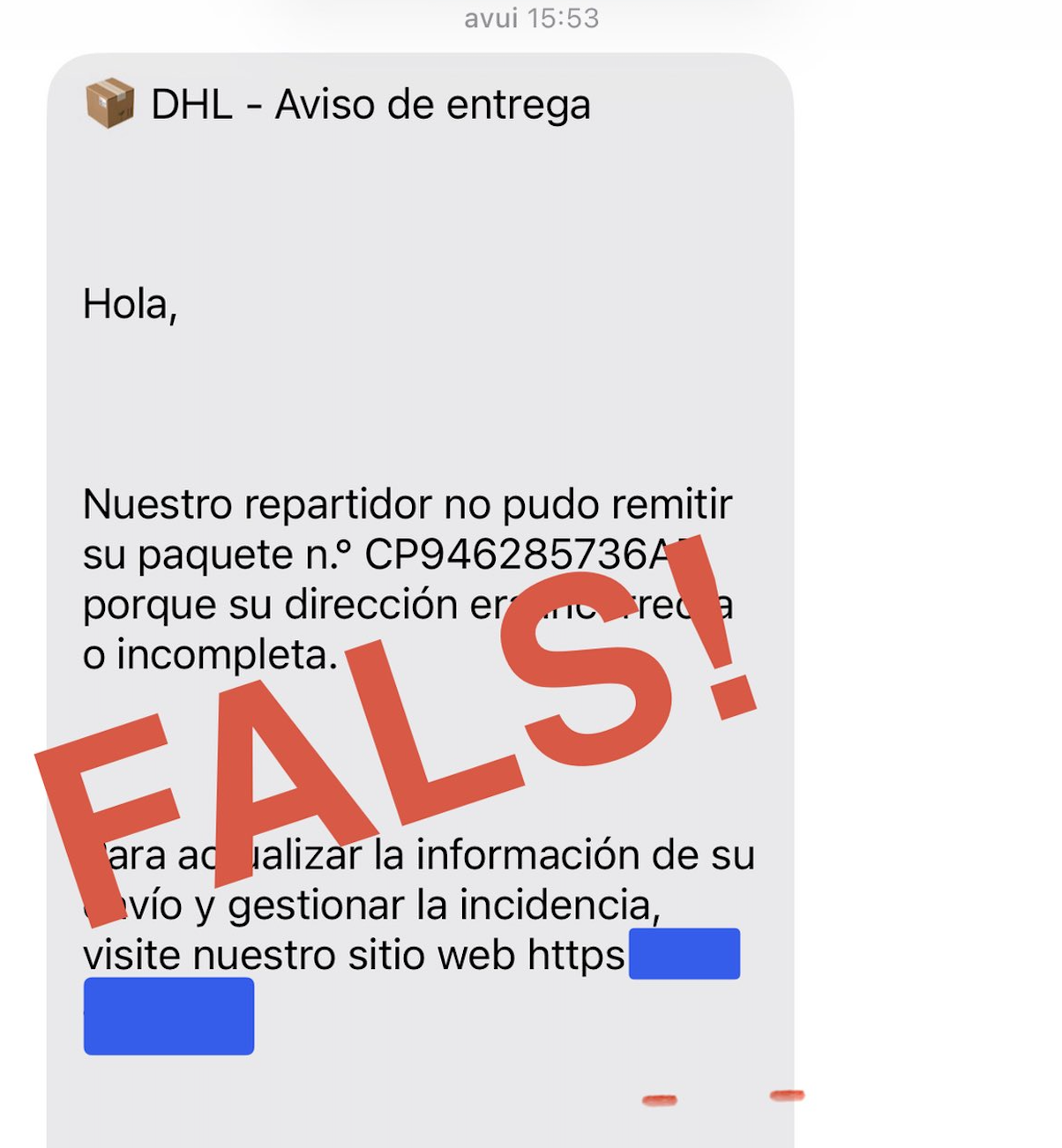 La policia alerta d’uns sms fraudulents sobre una entrega d’un paquet fallida