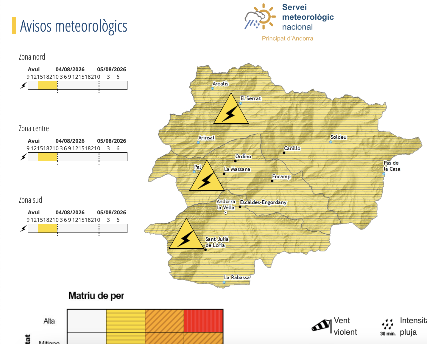 Les precipitacions podran ser localment intenses, amb aparell elèctric i episodis de calamarsa. Les precipitacions podran ser localment intenses, amb aparell elèctric i episodis de calamarsa.
