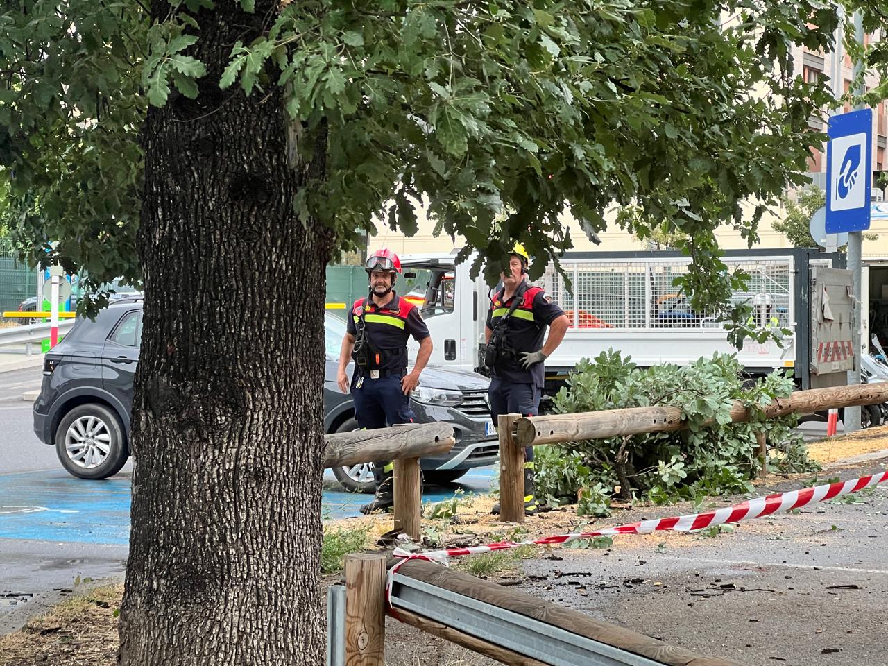 Dos bombers avaluant la situació. Dos bombers avaluant la situació.
