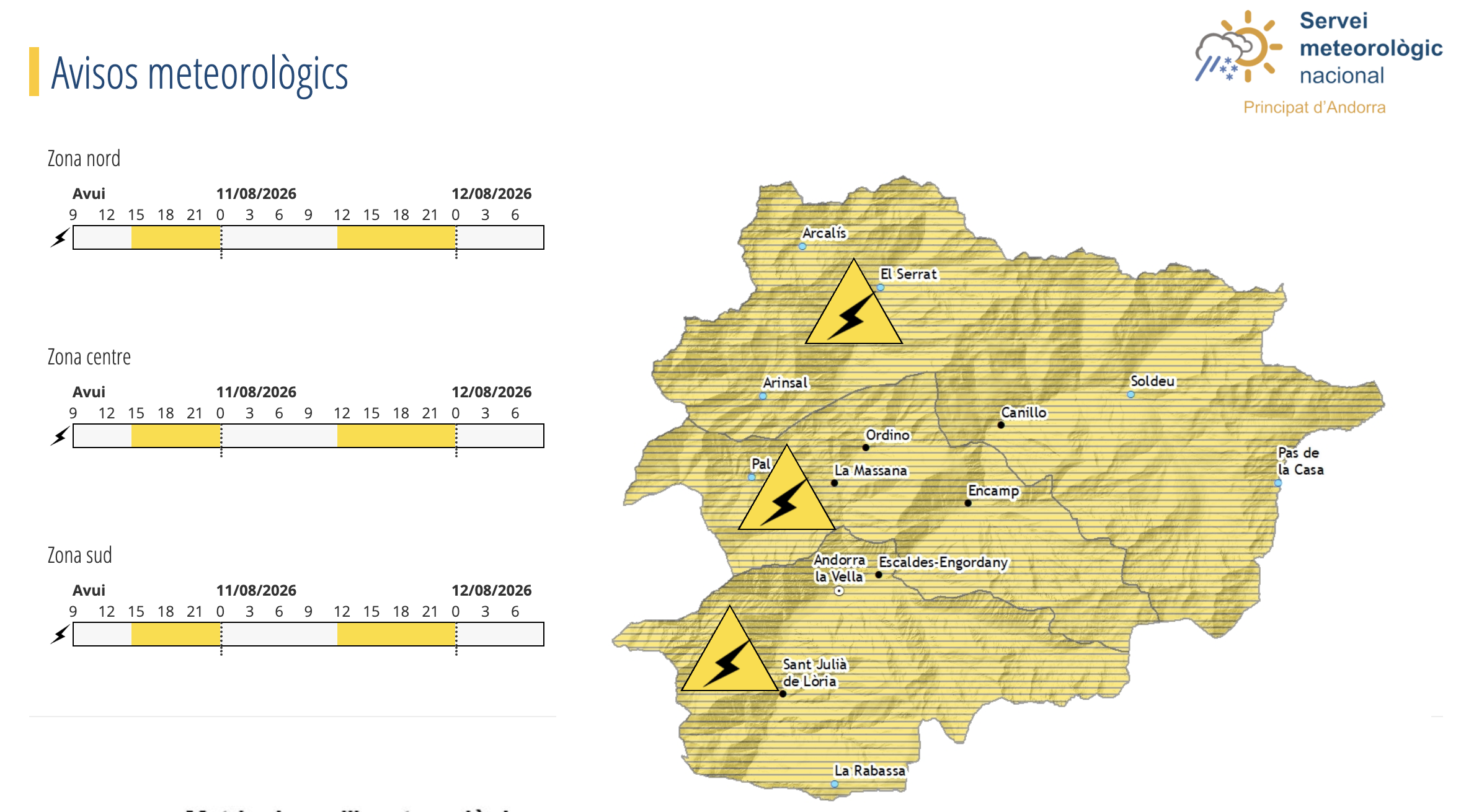 Avís groc per tempestes. 