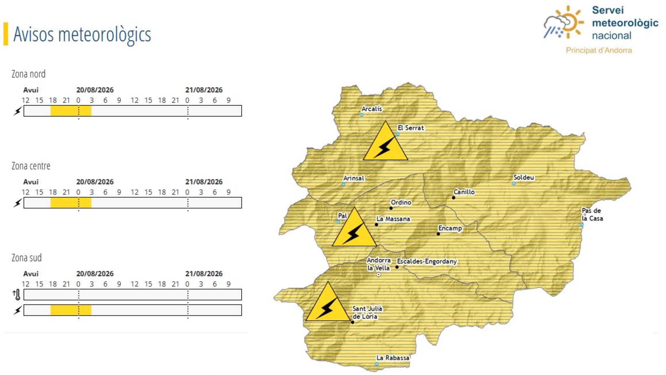 El Servei Meteorològic alerta de precipitacions intenses a partir de les 18 hores.