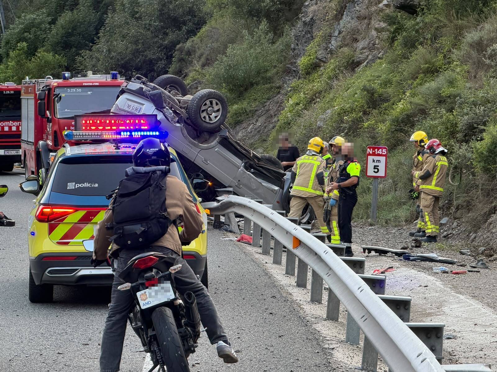 Imatge de l'accident a l'N-145. Imatge de l'accident a l'N-145.