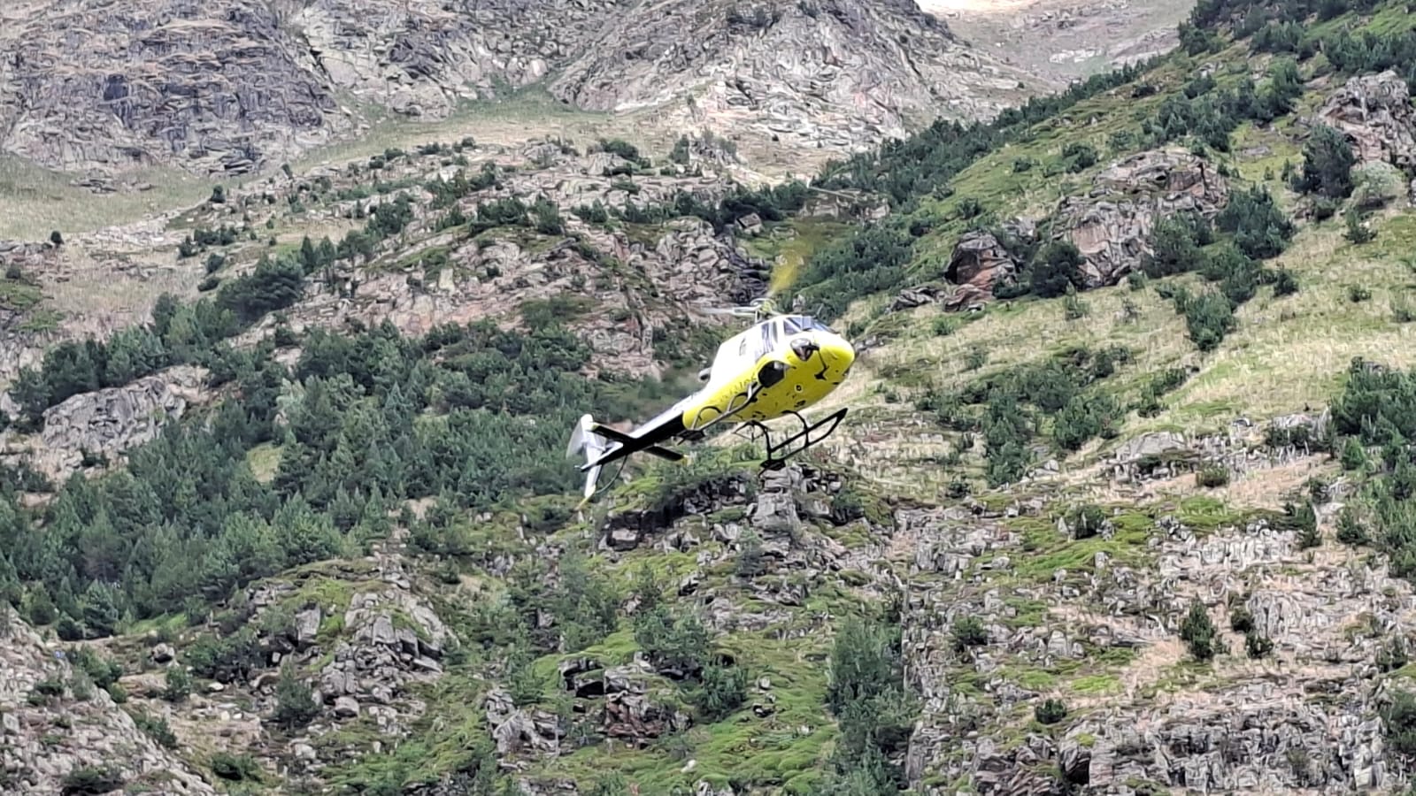 L'helicòpter sobrevolant la zona. L'helicòpter sobrevolant la zona.