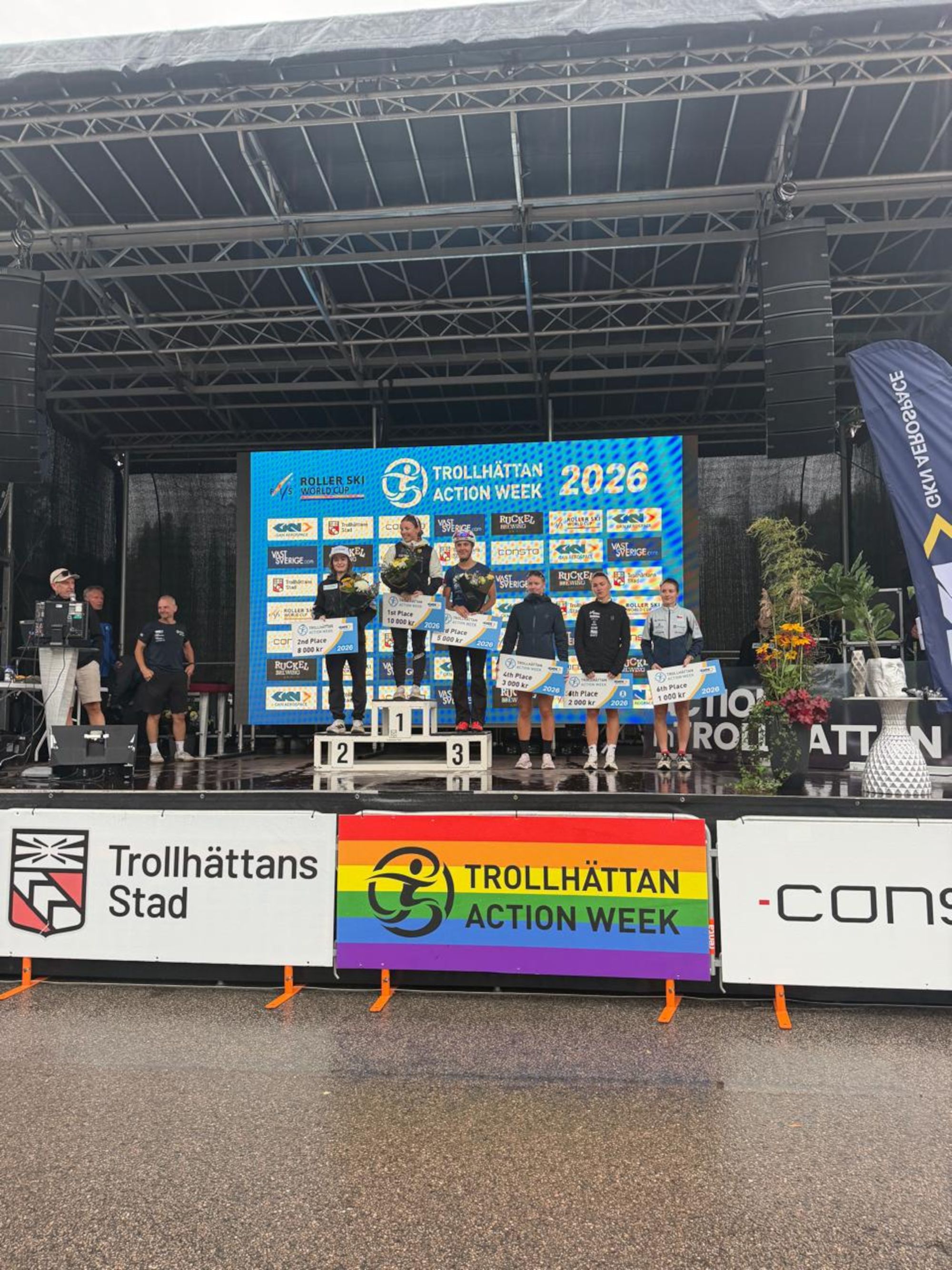 Gina del Rio, al podi de la Copa del Món de rollerski de Suècia. 