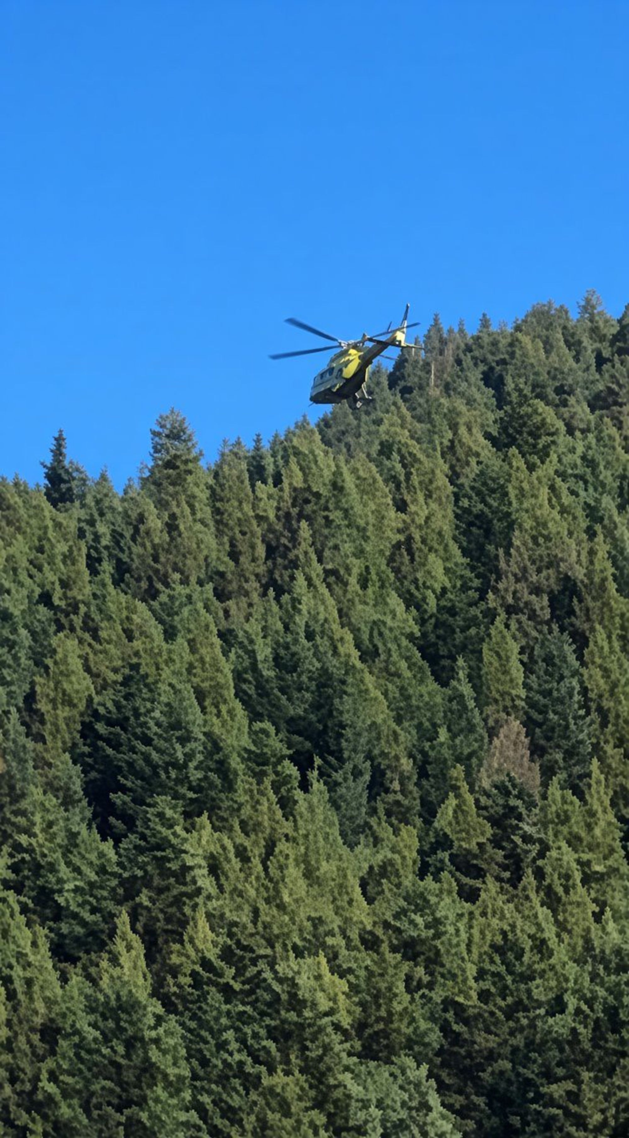 Un dels helicòpters que ha assistit a la dona lesionada a la vall d'Incles. Un dels helicòpters que ha assistit a la dona lesionada a la vall d'Incles.