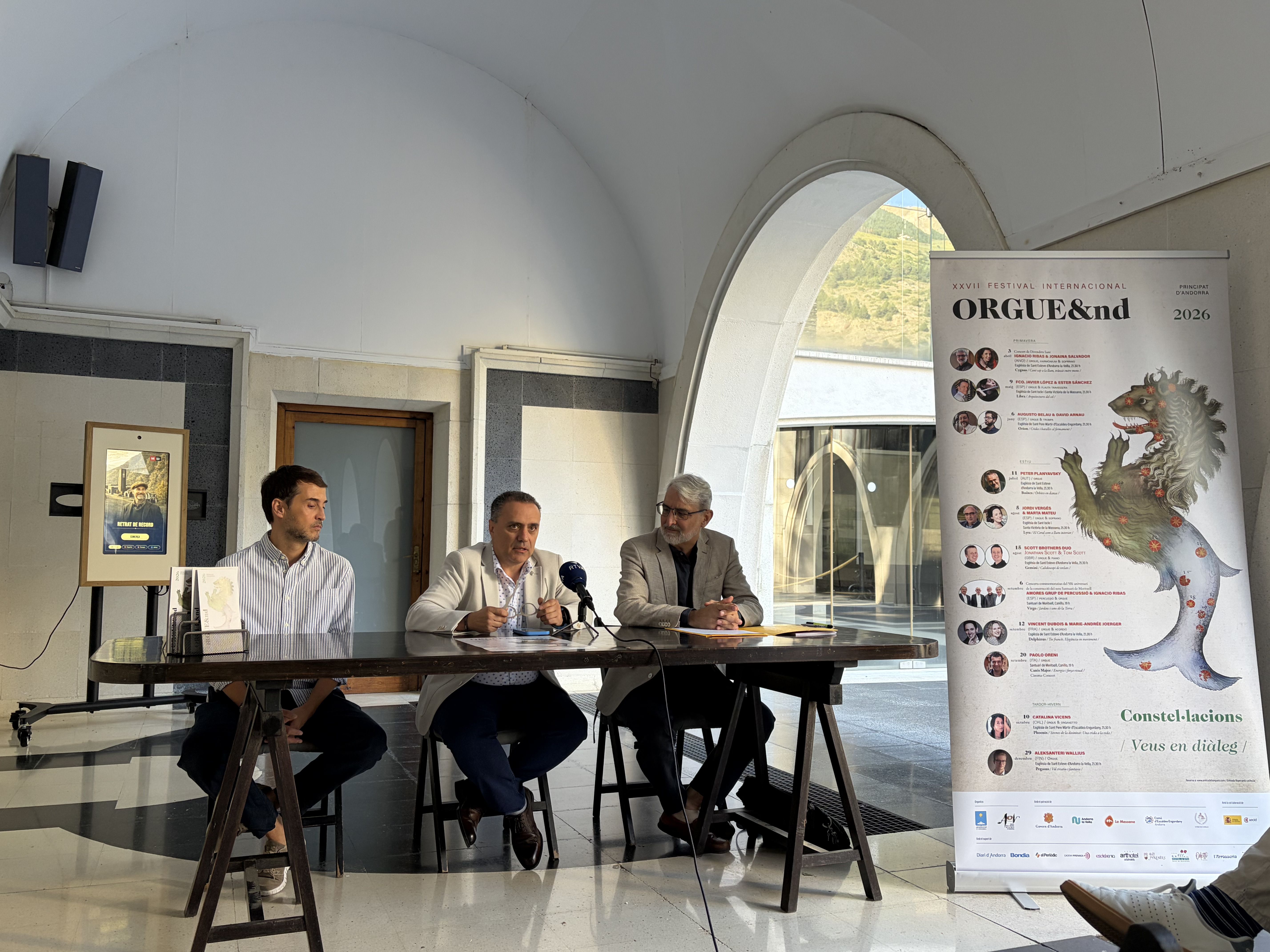 Joan-Marc Joval, Marc Casal i Ignacio Ribas durant la presentació dels concerts commemoratius. Joan-Marc Joval, Marc Casal i Ignacio Ribas durant la presentació dels concerts commemoratius.