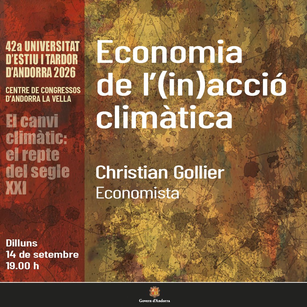 Cartell de la conferència de la conferència ‘Economia de l’(in)acció climàtica’, a càrrec de Christian Gollier.