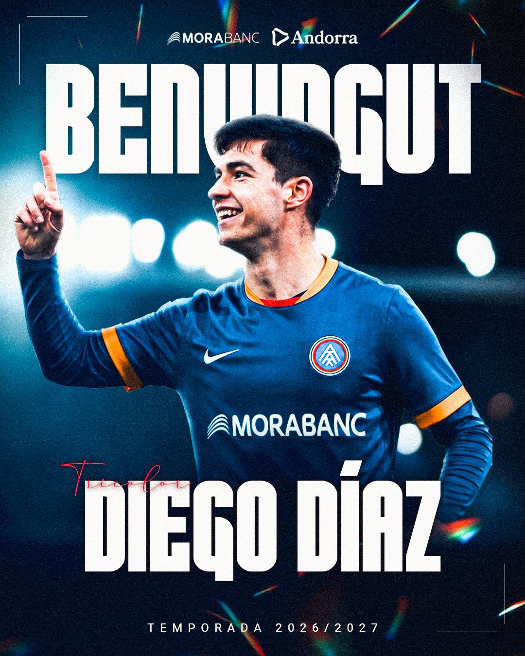 El missatge de benvinguda a Diego Díaz.