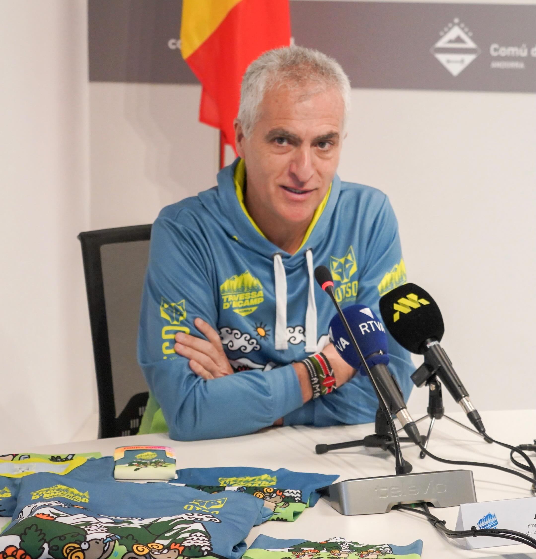 Jordi Solé, en una roda de premsa de presentació de la Travessa d'Encamp.