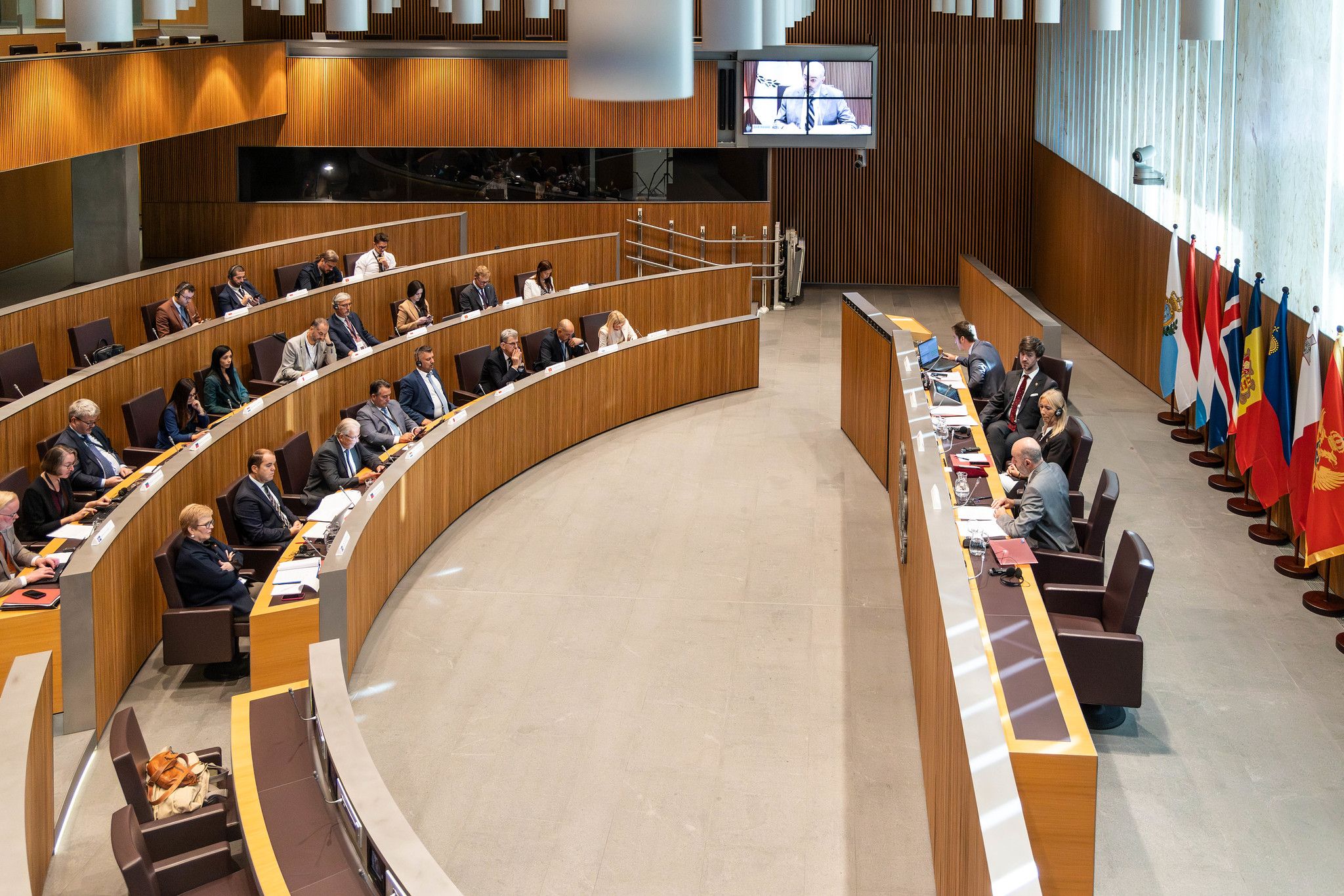 Un moment de la conferència de presidents de parlaments d'aquest dimarts. La portaveu del Sindicat, Rebeca Bonache.