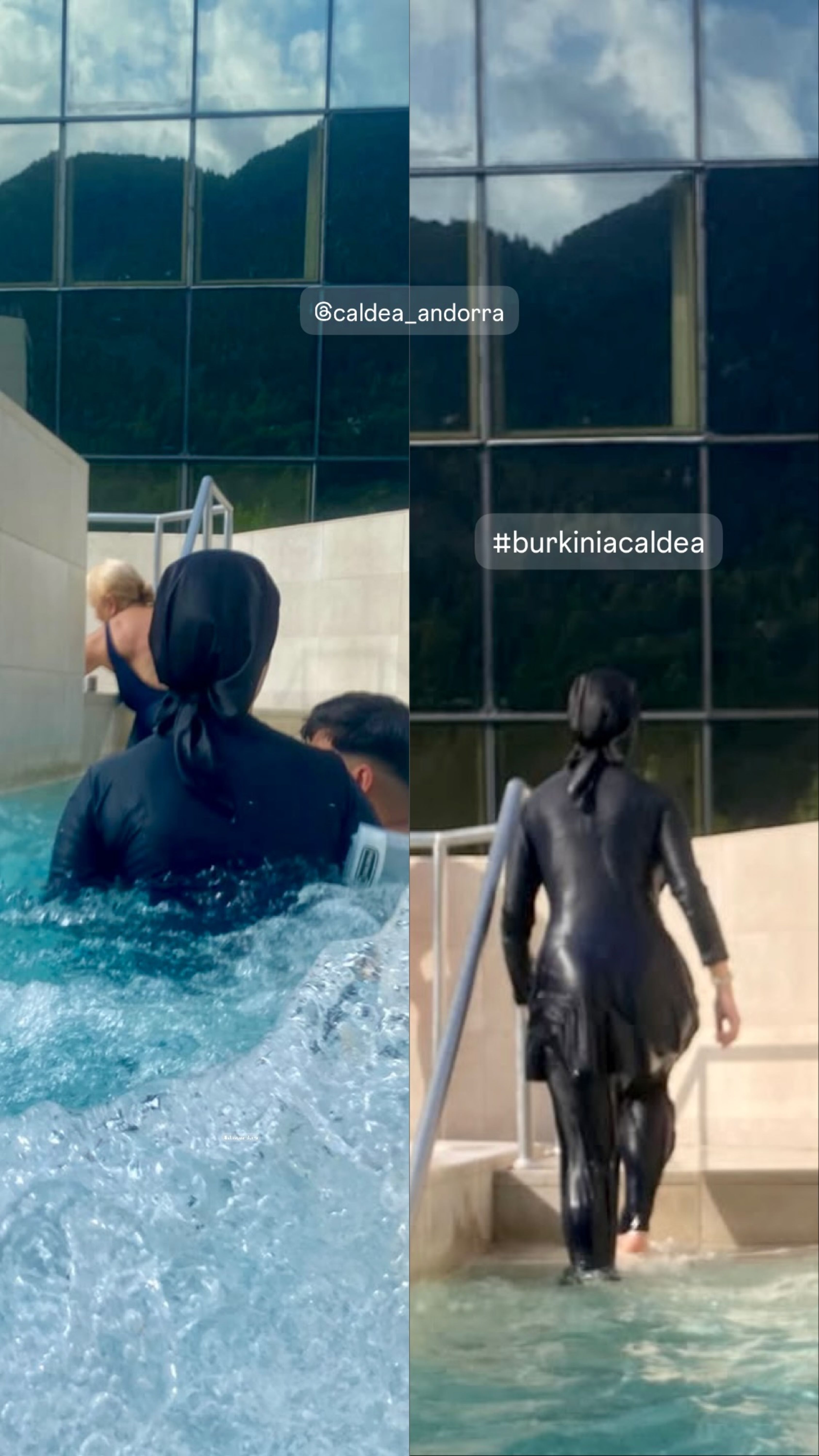 Una dona amb burkini a Caldea. Una dona amb burkini a Caldea.