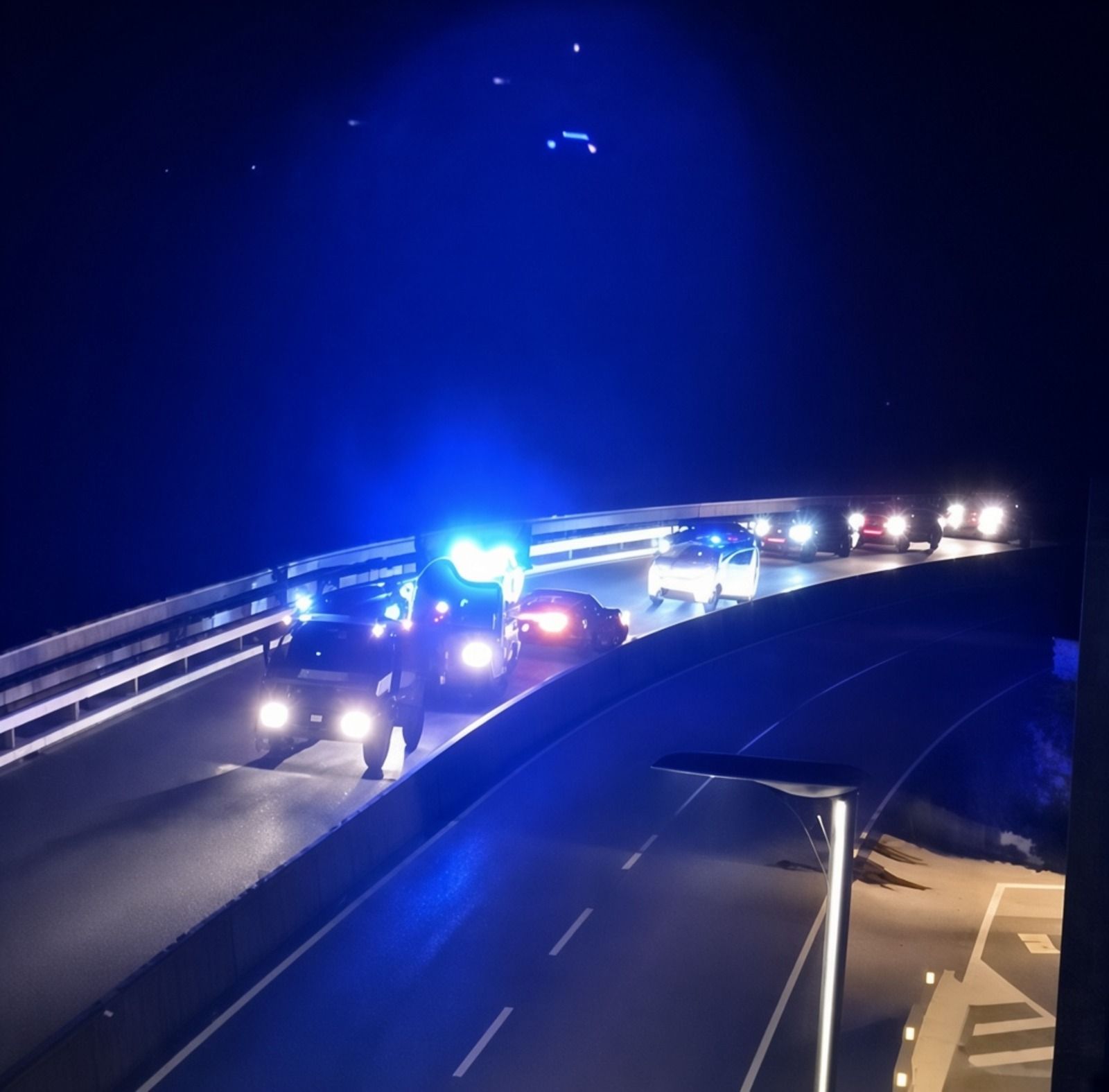 Els vehicles d'emergències, al lloc dels fets, de nit, a la CG-2. Els vehicles d'emergències, al lloc dels fets, de nit, a la CG-2.