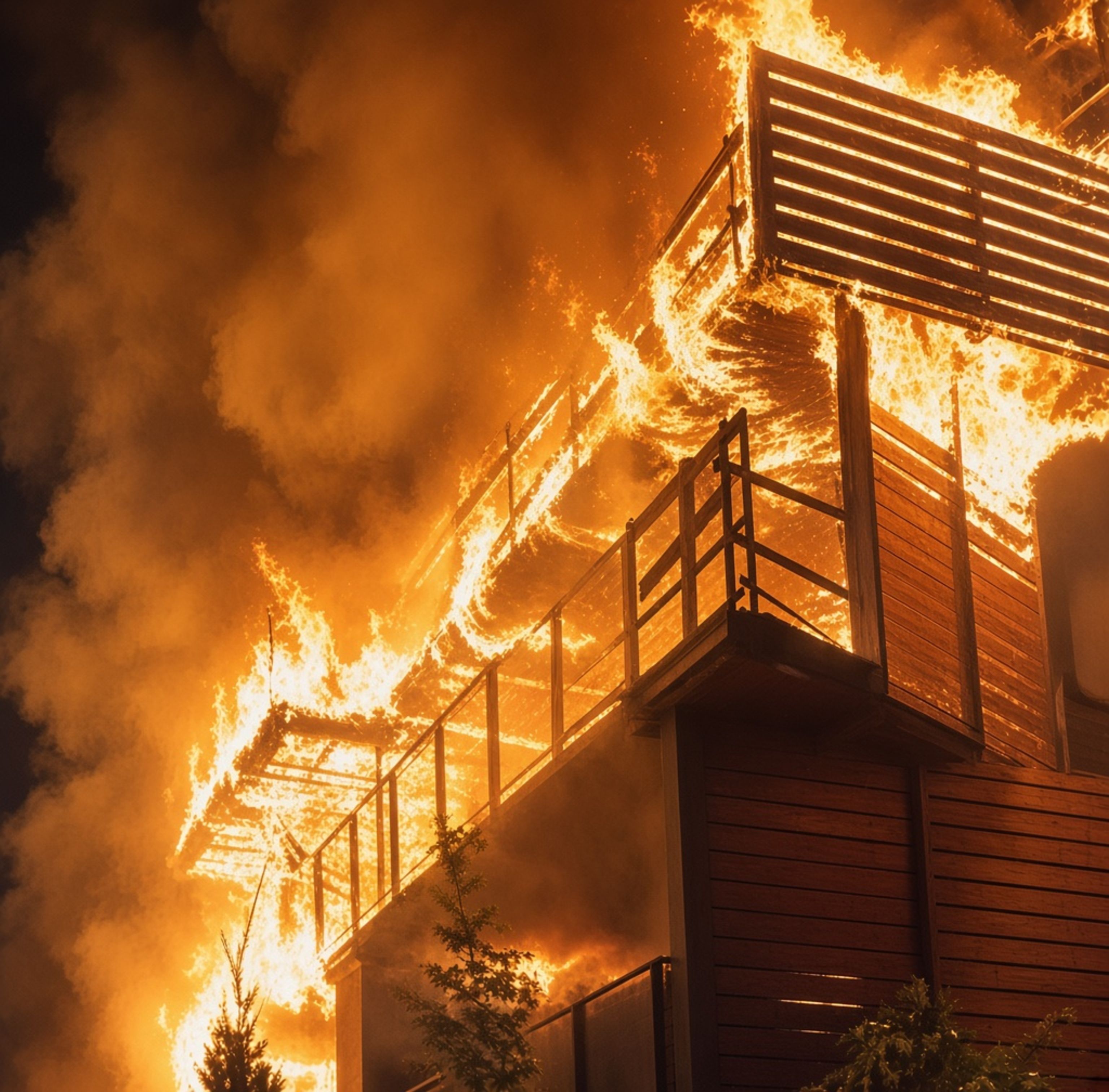 Les flames devorant la part exterior de la Querola. Les flames devorant la part exterior de la Querola.